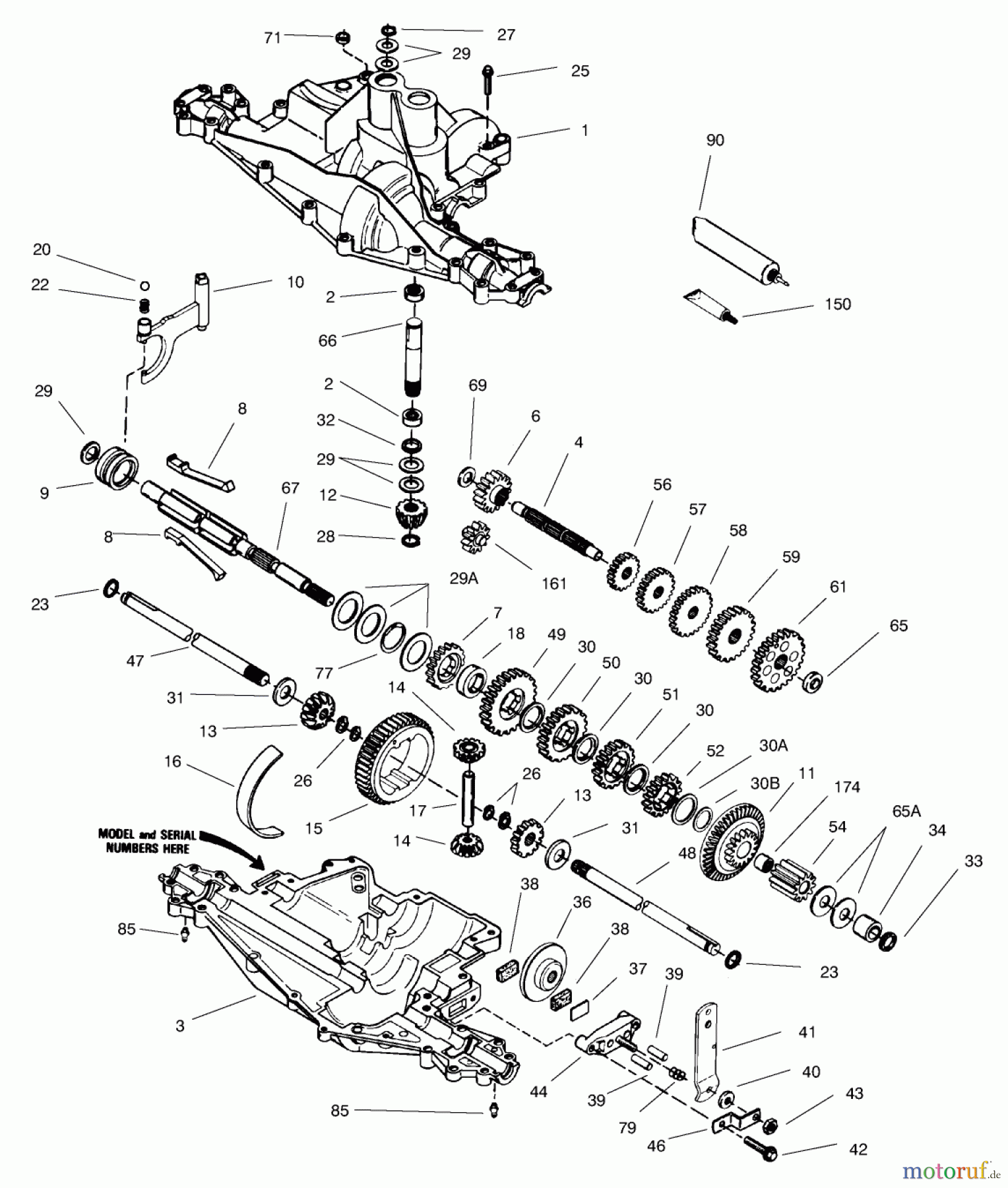 Toro Neu Mowers, Rear-Engine Rider 70142 (13-32) - Toro 13-32 Rear Engine Rider, 1996 (69000001-69999999) PEERLESS TRANSAXLE MODEL NO. 915-019