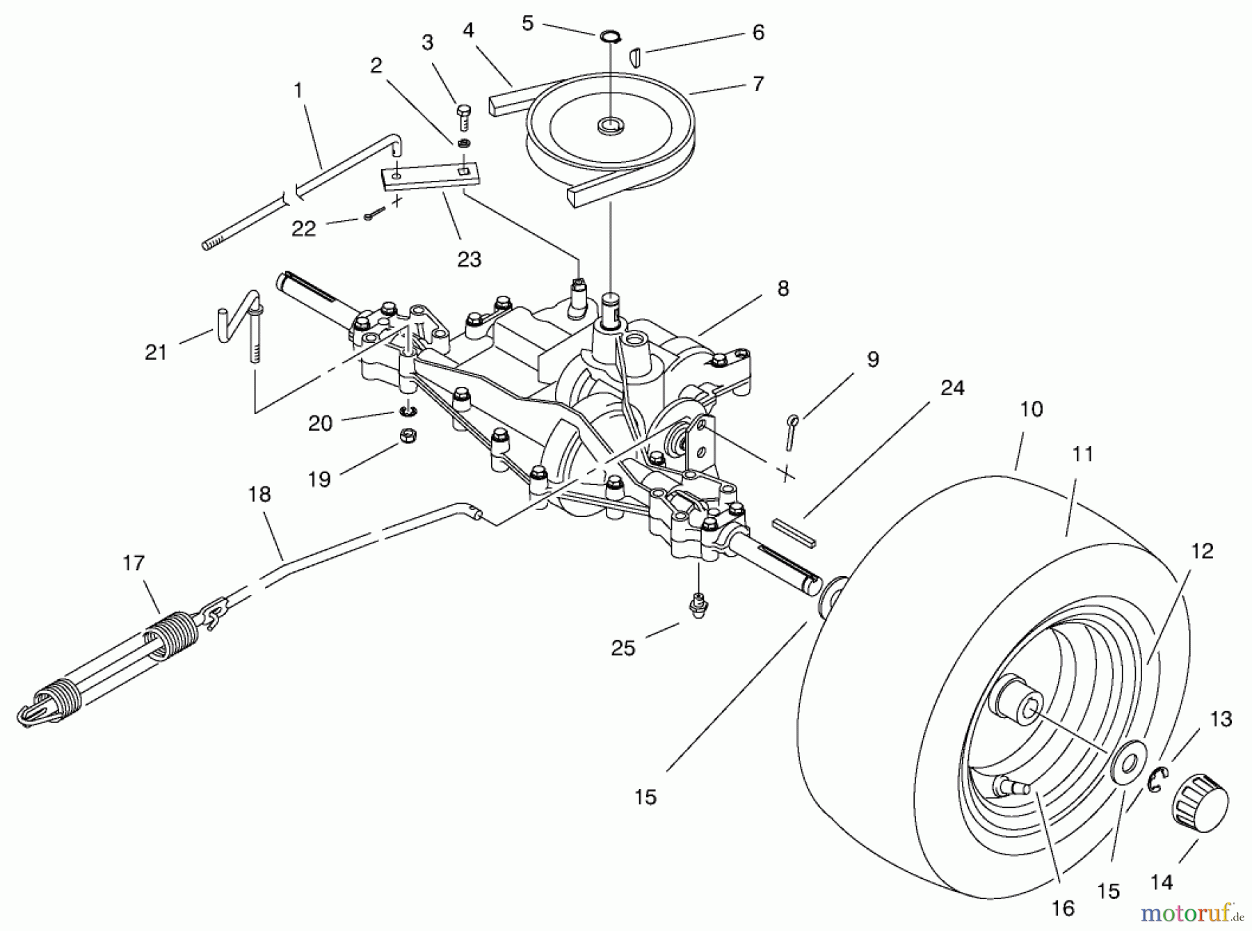 Toro Neu Mowers, Rear-Engine Rider 70142 (13-32) - Toro 13-32 Rear Engine Rider, 1996 (69000001-69999999) REAR AXLE ASSEMBLY