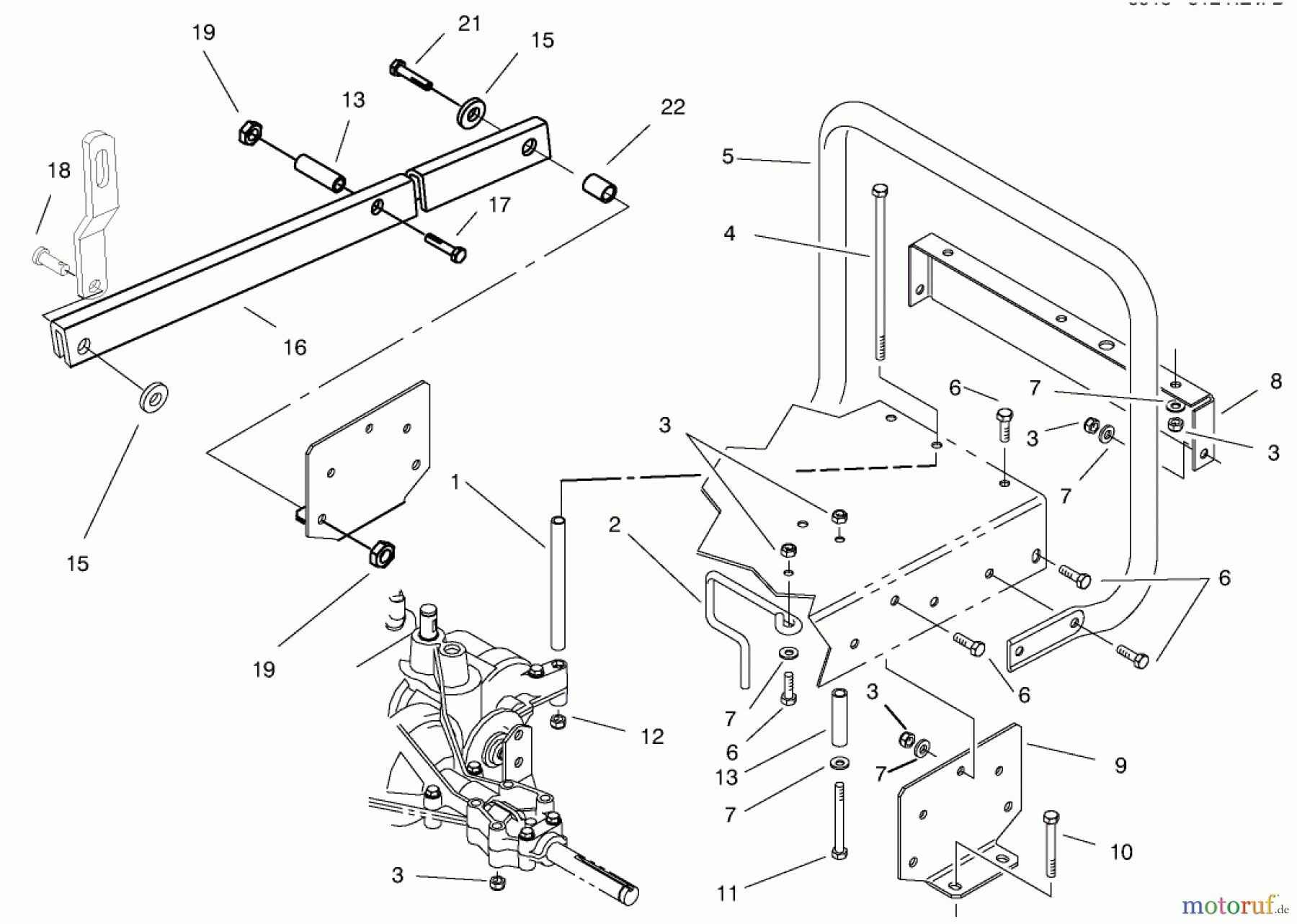 Toro Neu Mowers, Rear-Engine Rider 70142 (13-32) - Toro 13-32 Rear Engine Rider, 1996 (69000001-69999999) STAND BAR ASSEMBLY