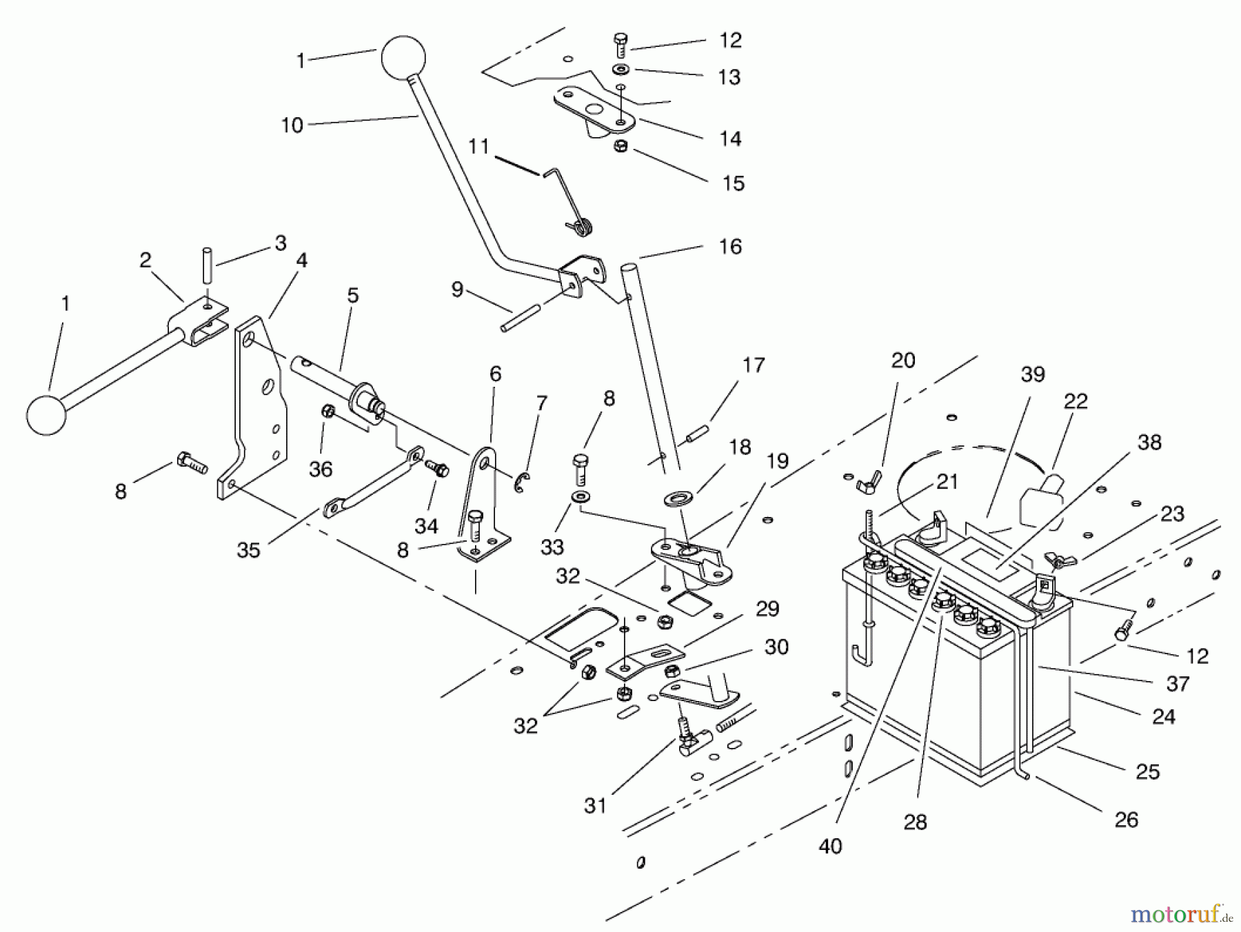 Toro Neu Mowers, Rear-Engine Rider 70142 (13-32) - Toro 13-32 Rear Engine Rider, 1996 (69000001-69999999) TRANSMISSION LINKAGE ASSEMBLY