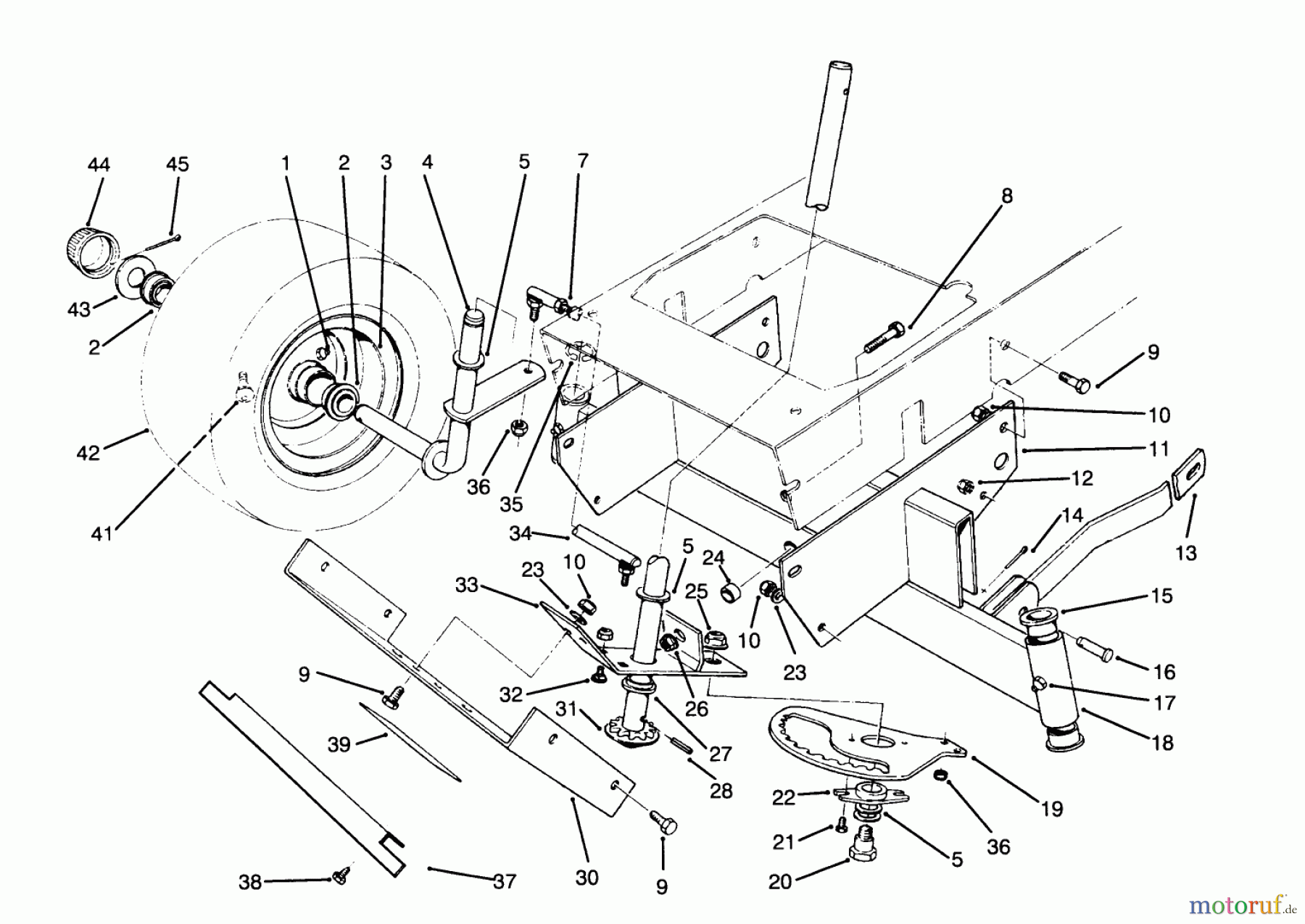 Toro Neu Mowers, Rear-Engine Rider 70142 (12-32) - Toro 12-32 Rear Engine Rider, 1995 (59000001-59999999) FRONT AXLE ASSEMBLY