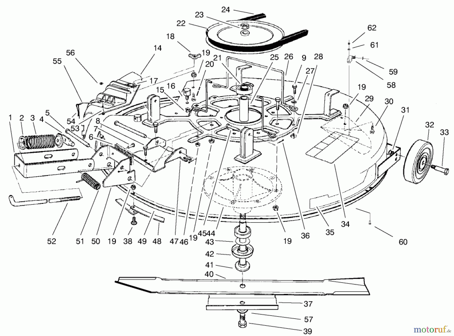Toro Neu Mowers, Rear-Engine Rider 70171 (12-32) - Toro 12-32 Rear Engine Rider, 1999 (9900001-9999999) MOWER ASSEMBLY-RECYCLER