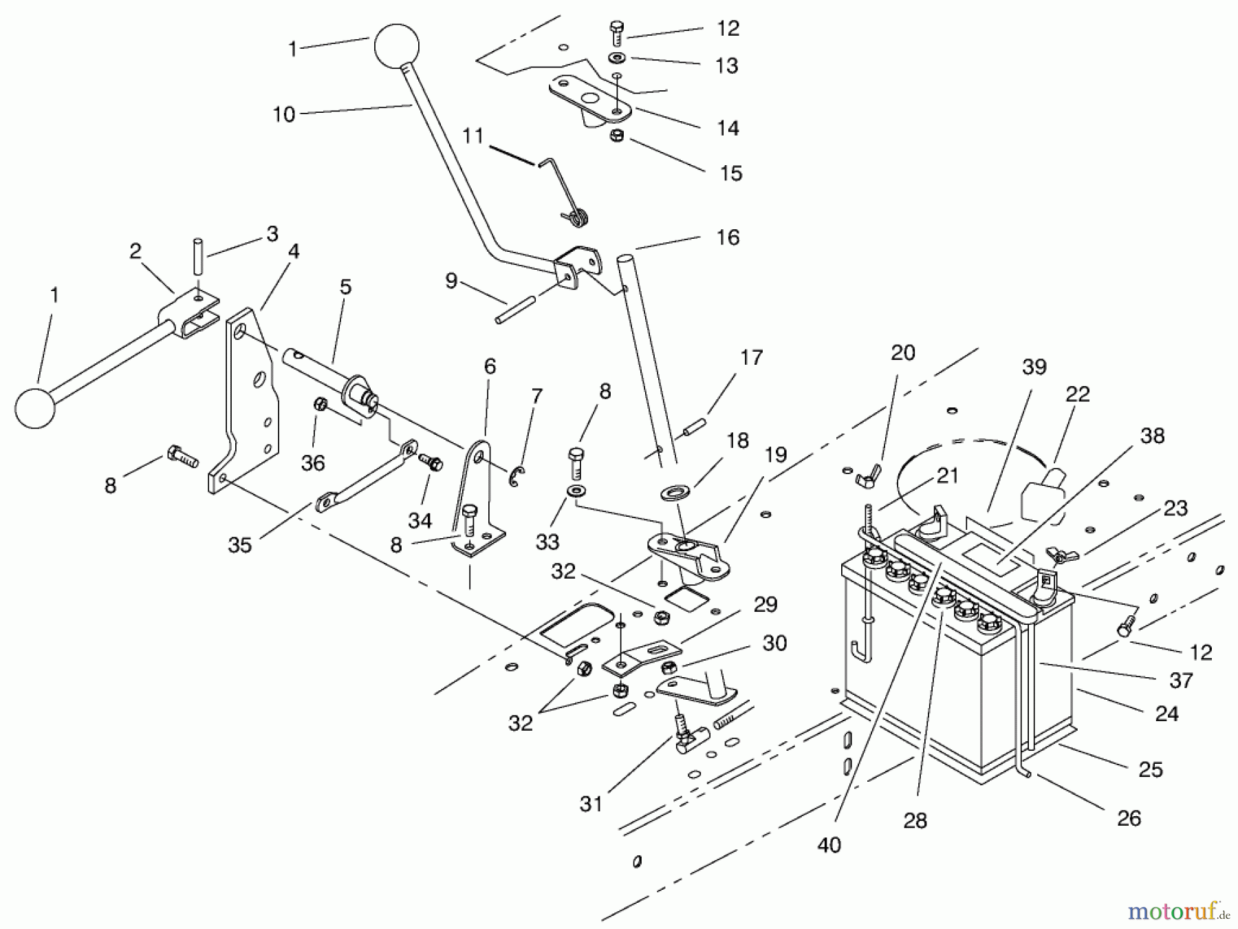 Toro Neu Mowers, Rear-Engine Rider 70171 (12-32) - Toro 12-32 Rear Engine Rider, 2000 (200000001-200999999) TRANSMISSION LINKAGE ASSEMBLY