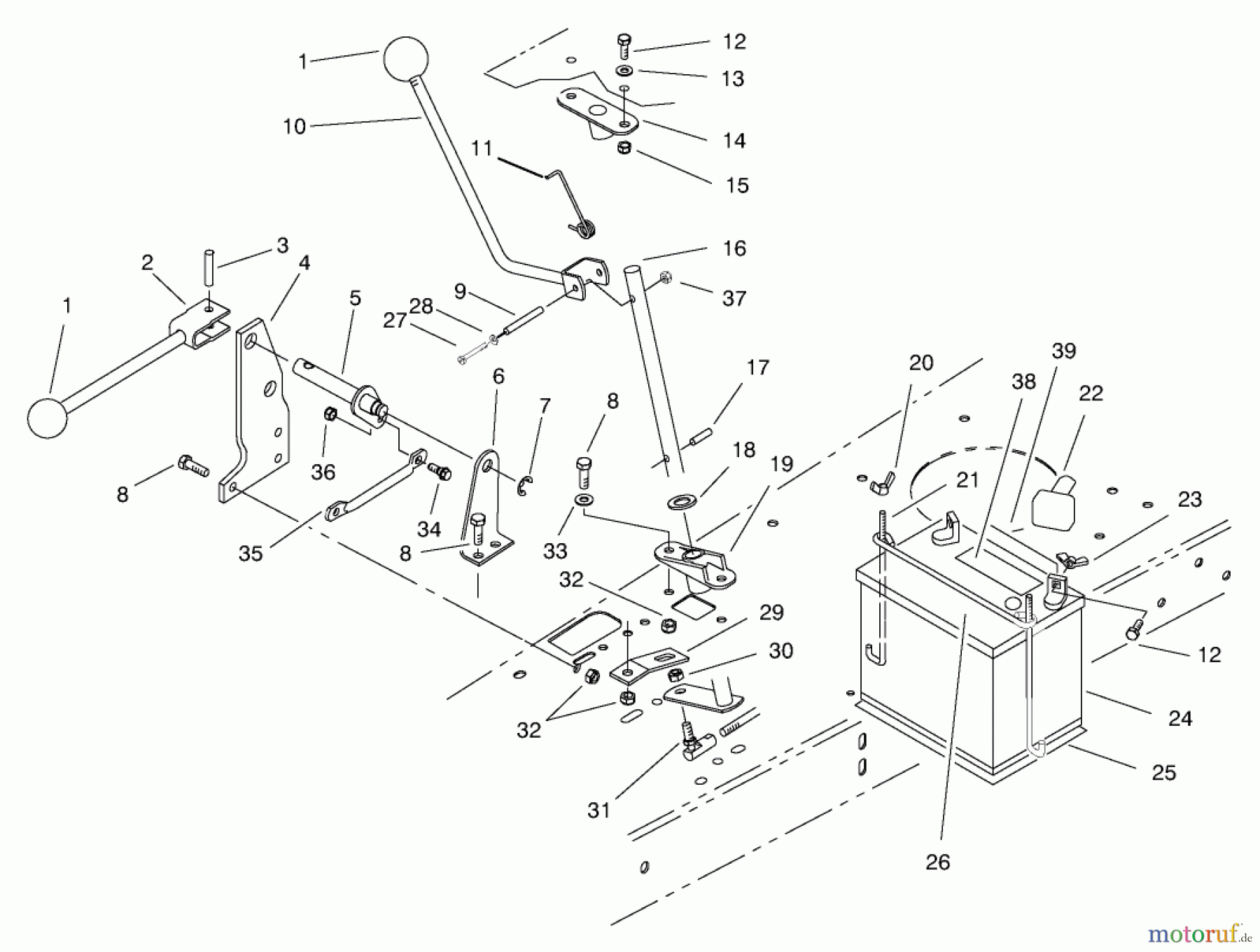  Toro Neu Mowers, Rear-Engine Rider 70171 (12-32) - Toro 12-32 Rear Engine Rider, 2001 (210000001-210999999) TRANSMISSION LINKAGE ASSEMBLY