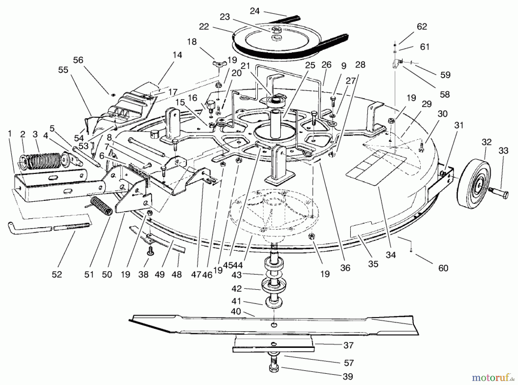Toro Neu Mowers, Rear-Engine Rider 70183 (13-32) - Toro 13-32 Rear Engine Rider, 1996 (6900001-6999999) MOWER ASSEMBLY - RECYCLER
