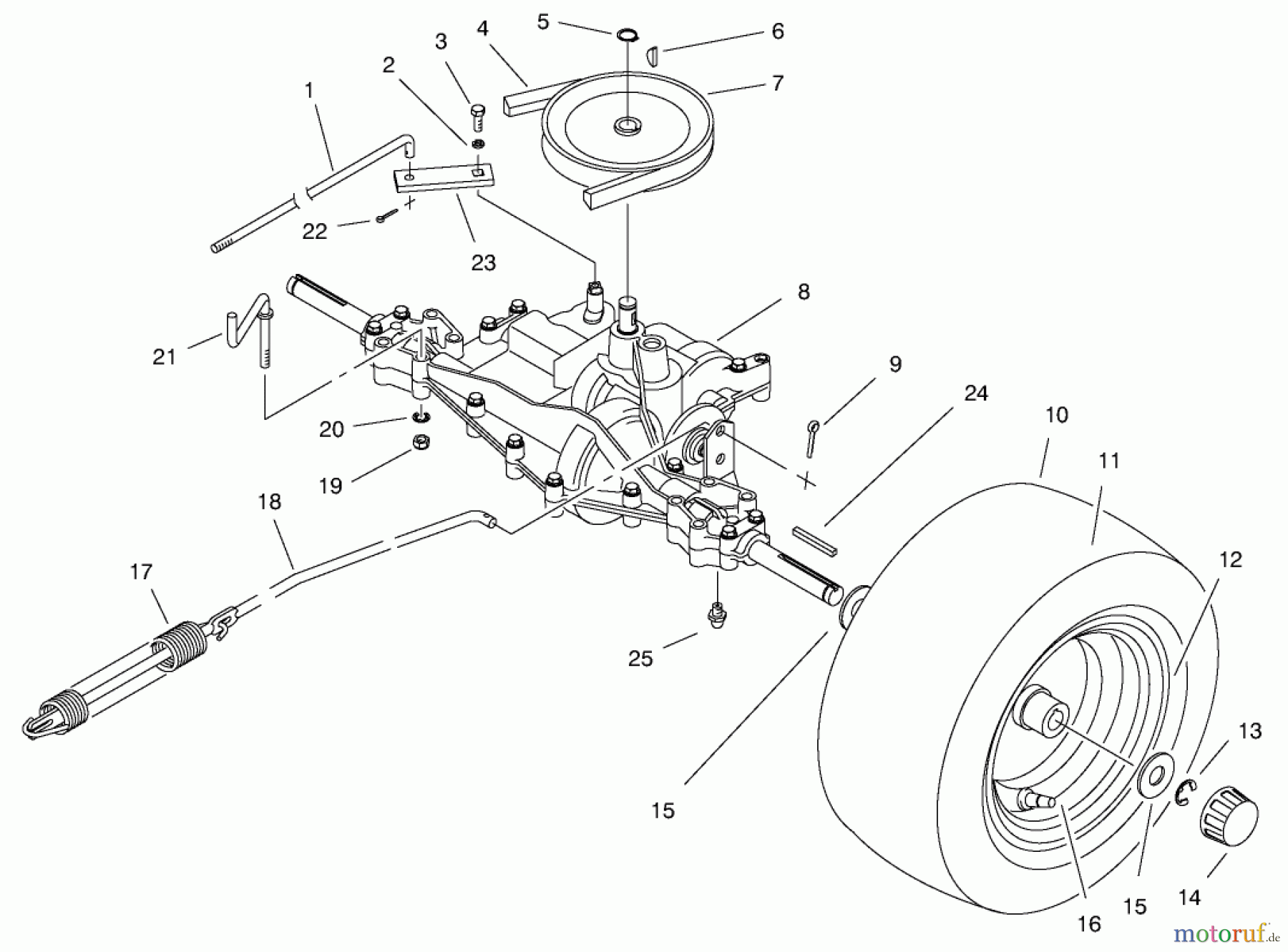 Toro Neu Mowers, Rear-Engine Rider 70183 (13-32) - Toro 13-32 Rear Engine Rider, 1997 (7900001-7999999) REAR AXLE ASSEMBLY