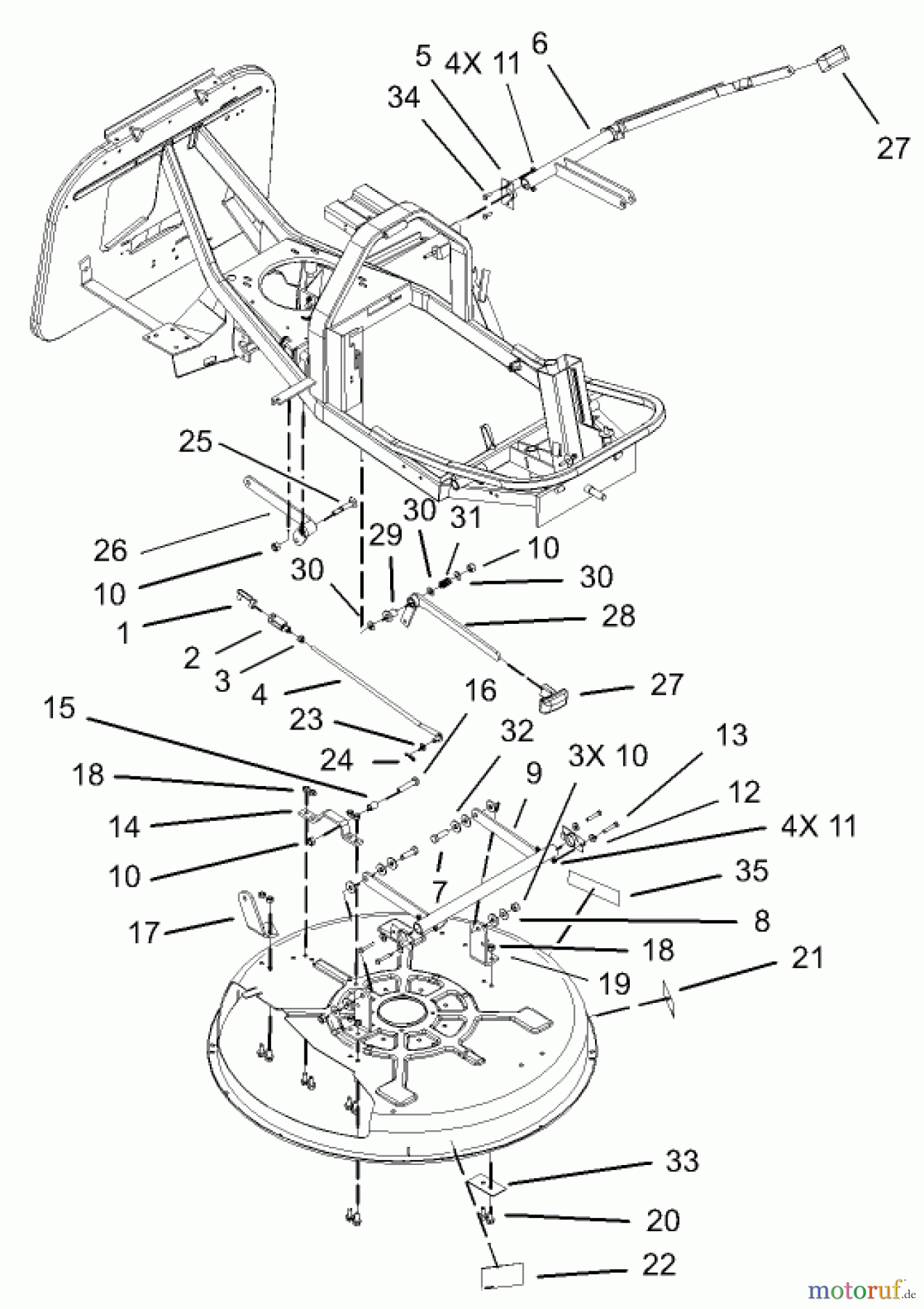  Toro Neu Mowers, Rear-Engine Rider 70184 (13-32H) - Toro 13-32H Rear-Engine Riding Mower, 2003 (230000001-230999999) DECK SUSPENSION ASSEMBLY