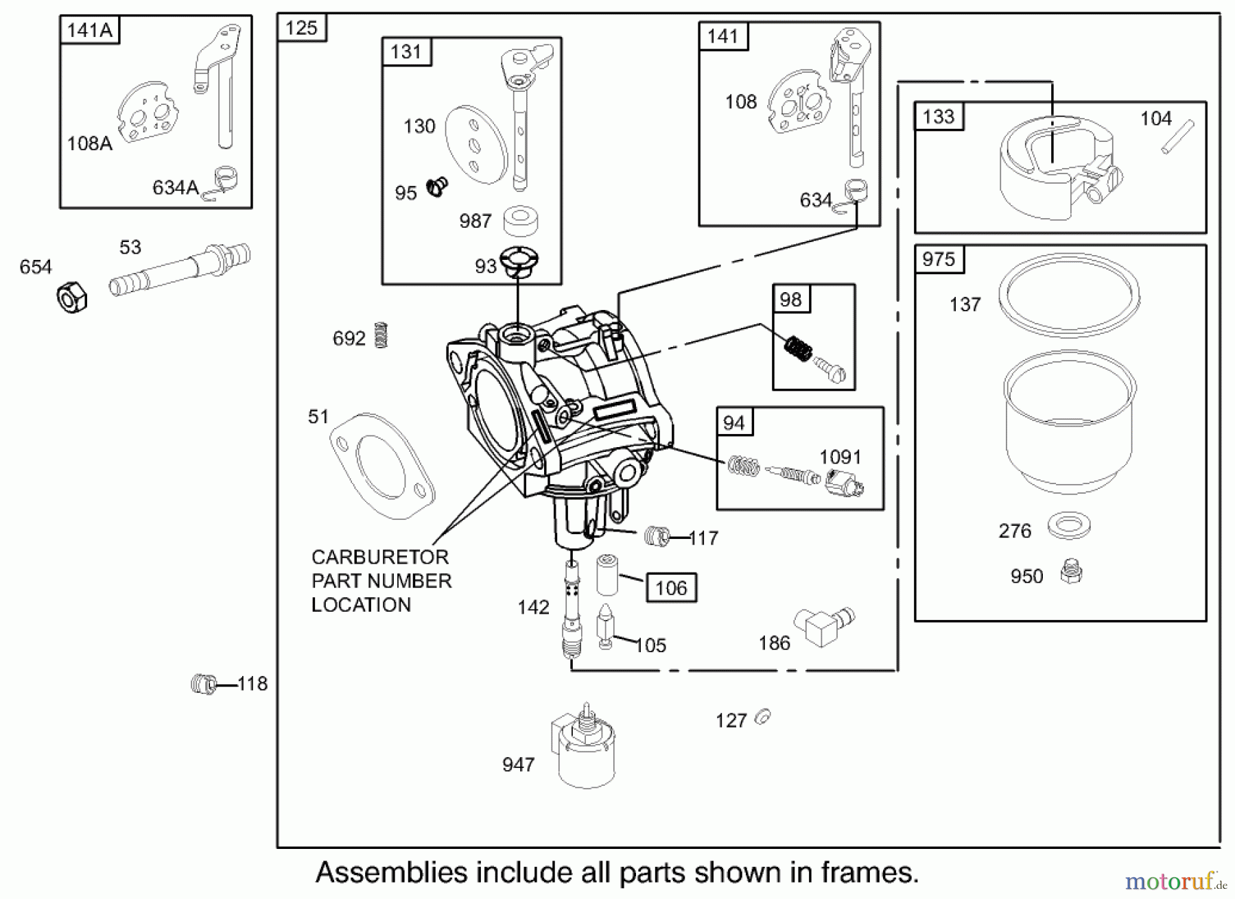 Toro Neu Mowers, Rear-Engine Rider 70185 (G132) - Toro G132 Rear-Engine Riding Mower, 2005 (250000001-250999999) CARBURETOR ASSEMBLY BRIGGS AND STRATTON 31G777-0121-E1