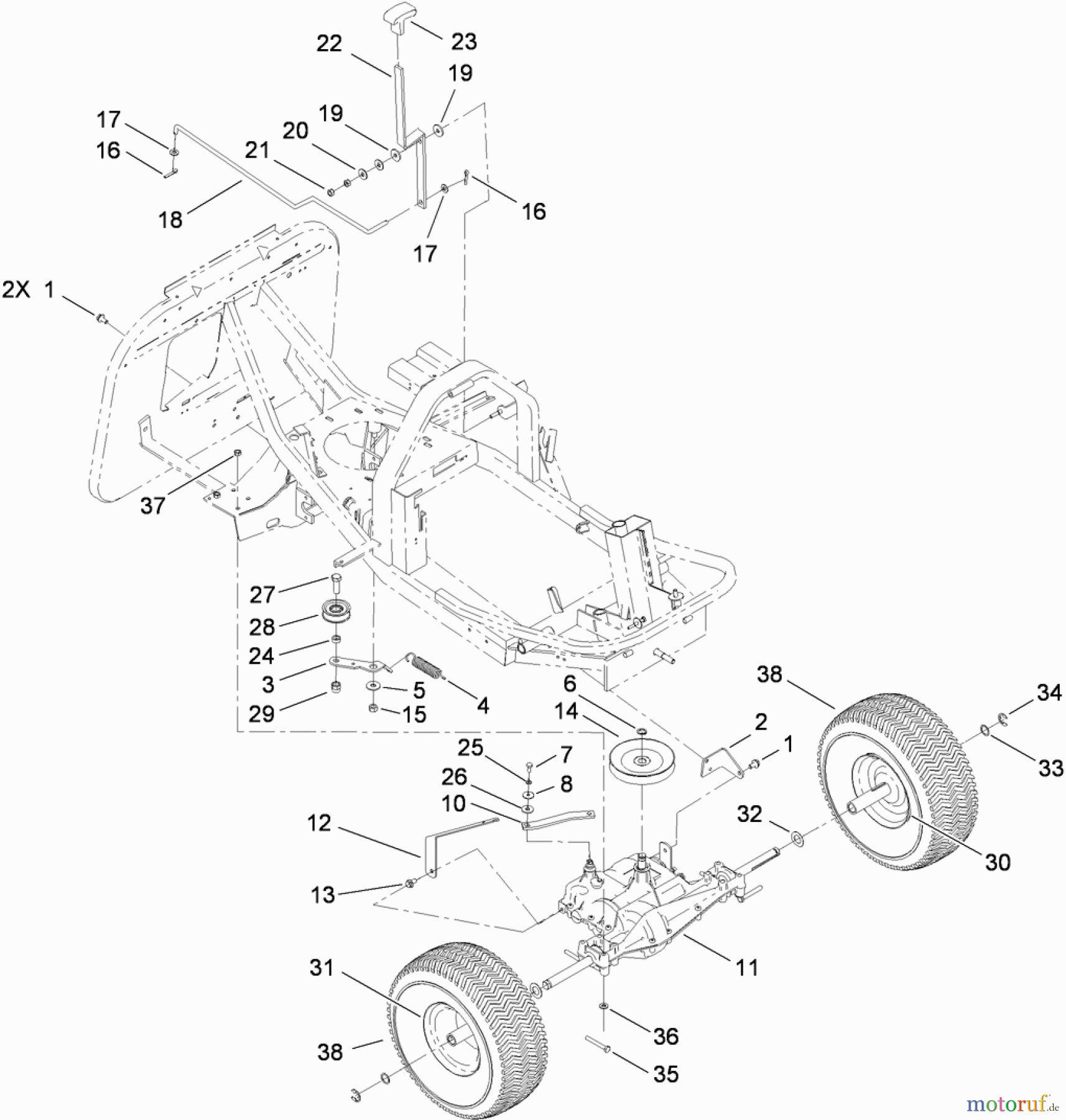 Toro Neu Mowers, Rear-Engine Rider 70185 (G132) - Toro G132 Rear-Engine Riding Mower, 2010 (310000001-310999999) GEAR TRANSMISSION AND LINKAGE ASSEMBLY