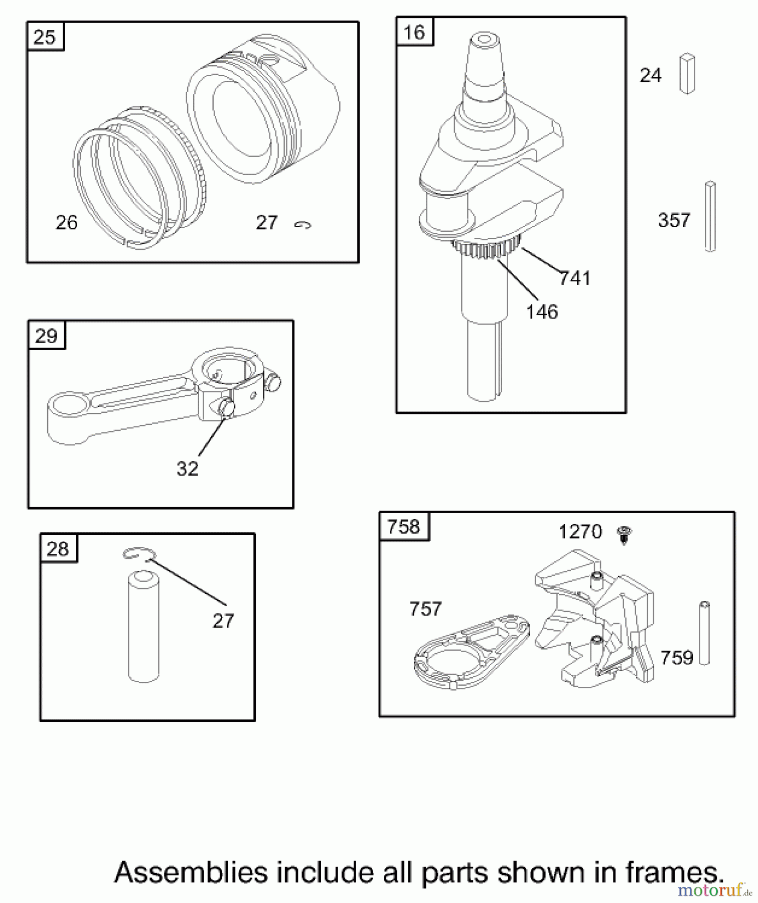 Toro Neu Mowers, Rear-Engine Rider 70186 (13-32H) - Toro 13-32H Rear-Engine Riding Mower, 2004 (240000001-240999999) CRANKSHAFT ASSEMBLY BRIGGS AND STRATTON 31G777-0121-E1
