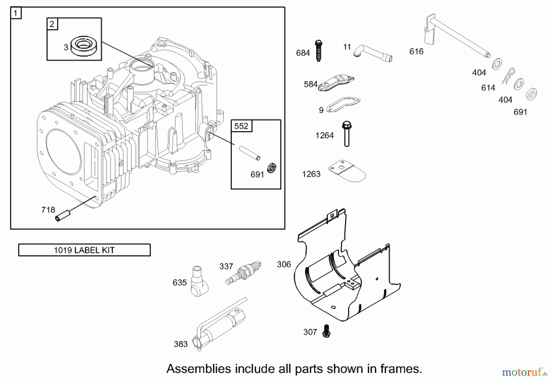  Toro Neu Mowers, Rear-Engine Rider 70186 (13-32H) - Toro 13-32H Rear-Engine Riding Mower, 2004 (240000001-240999999) CYLINDER ASSEMBLY BRIGGS AND STRATTON 31G777-0121-E1