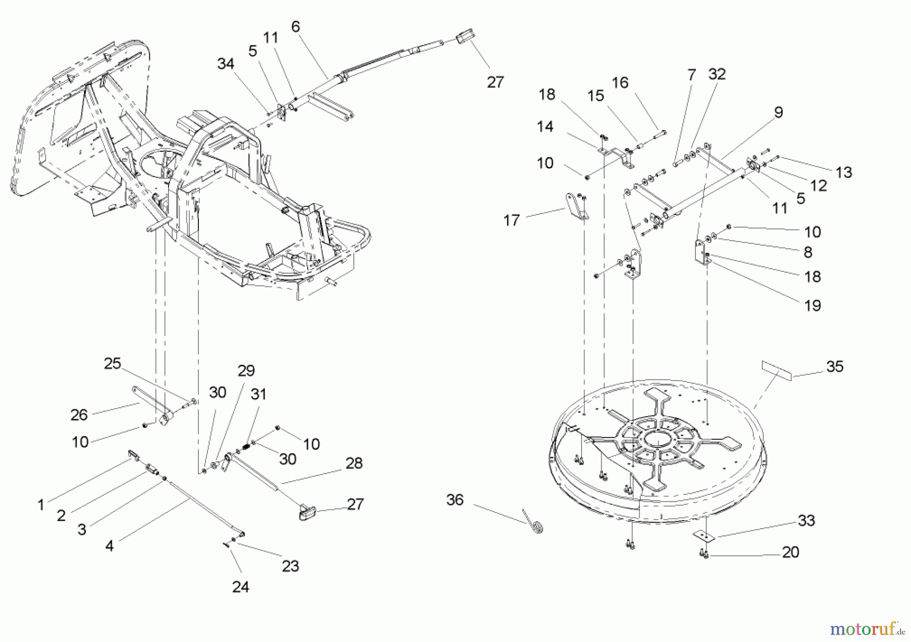 Toro Neu Mowers, Rear-Engine Rider 70186 (H132) - Toro H132 Rear-Engine Riding Mower, 2006 (260000001-260999999) DECK SUSPENSION ASSEMBLY