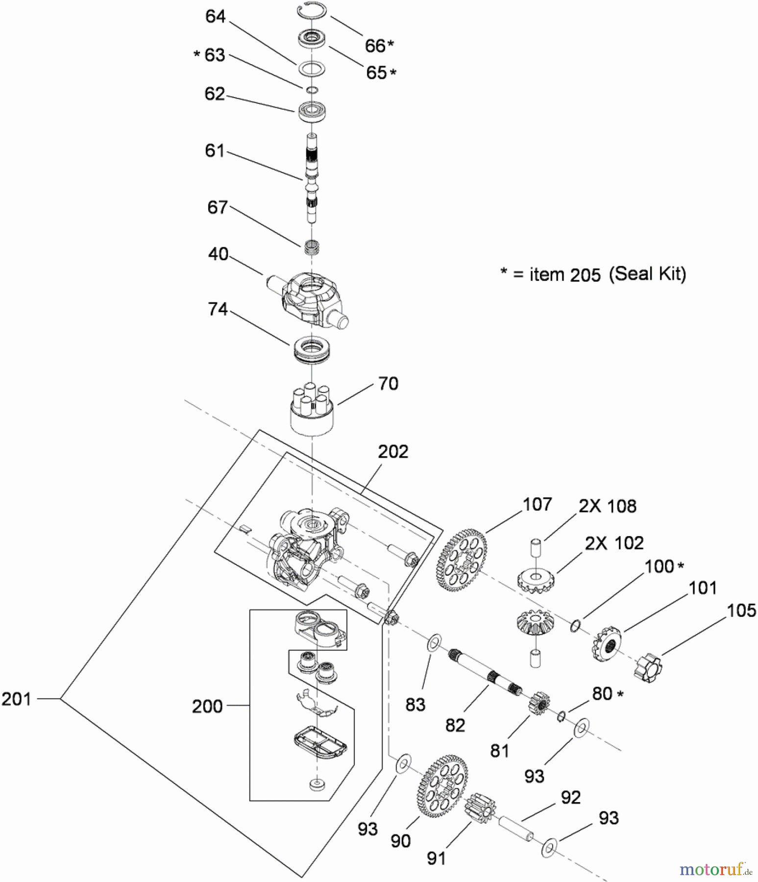  Toro Neu Mowers, Rear-Engine Rider 70186 (H132) - Toro H132 Rear-Engine Riding Mower, 2010 (310000001-310999999) CENTER SECTION ASSEMBLY TRANSMISSION NO. 114-3192