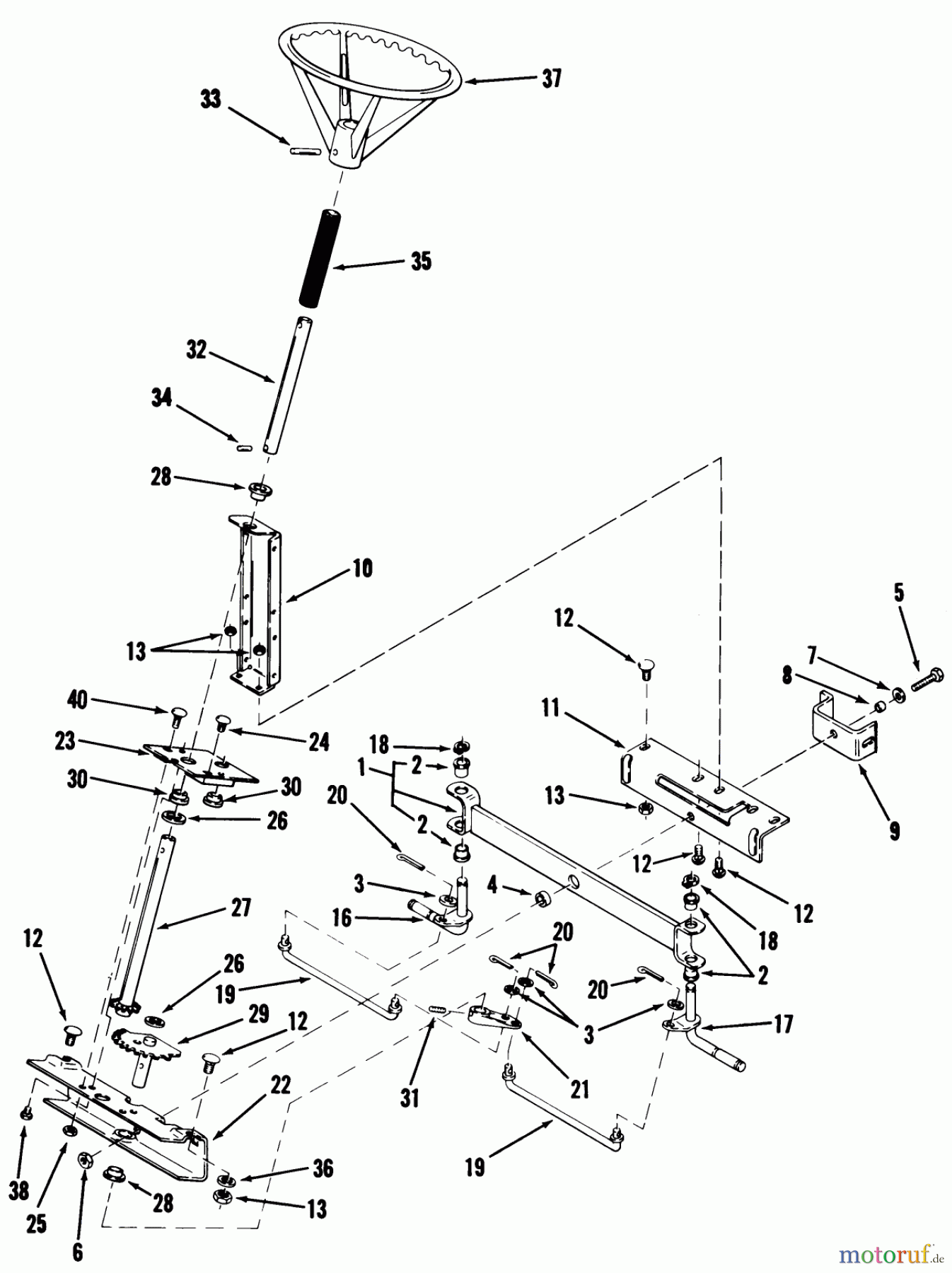 Toro Neu Mowers, Rear-Engine Rider A3-053201 (RR-532) - Toro RR-532 5-Speed Rear Engine Rider, 1982 FRONT AXLE AND STEERING
