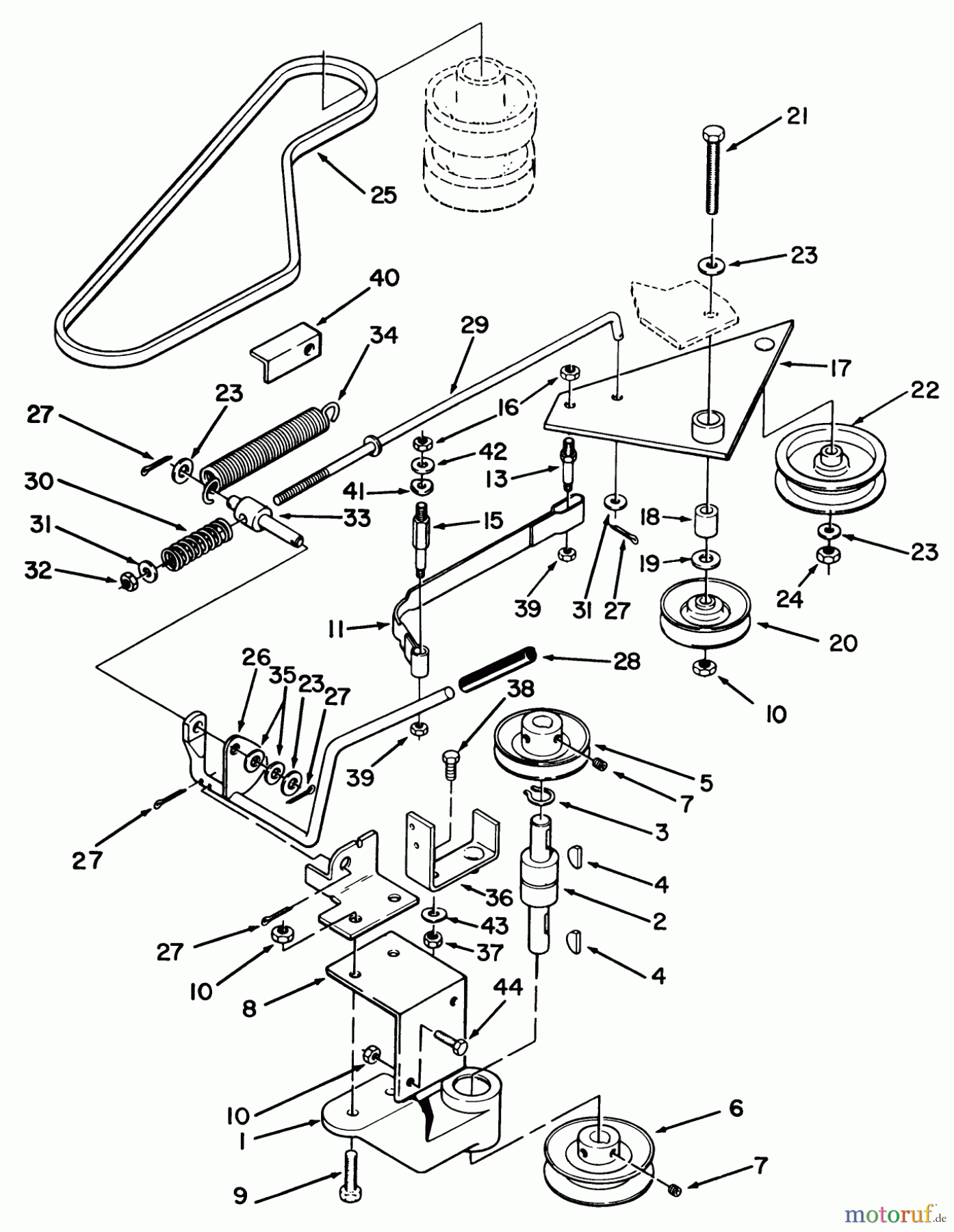 Toro Neu Mowers, Rear-Engine Rider R3-10B404 (110-4) - Toro 110-4 Rear Engine Rider, 1993 (3900001-3999999) PTO CLUTCH, PULLEYS & CONTROL ASSEMBLIES