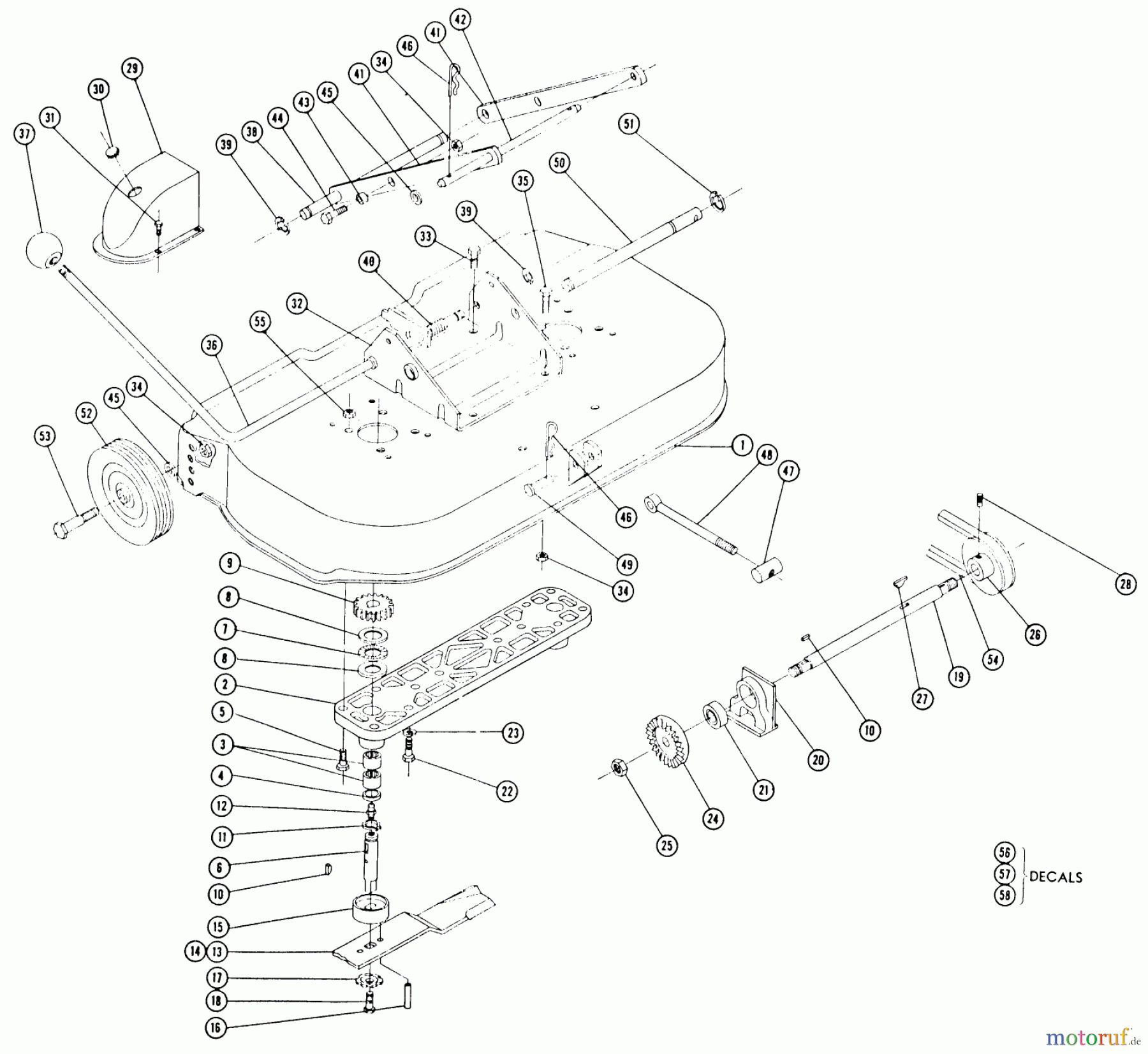 Toro Neu Mowers, Rear-Engine Rider RR-65 - Toro Rear Engine Rider, 1965 LAWN SKIFF MOWER PARTS LIST