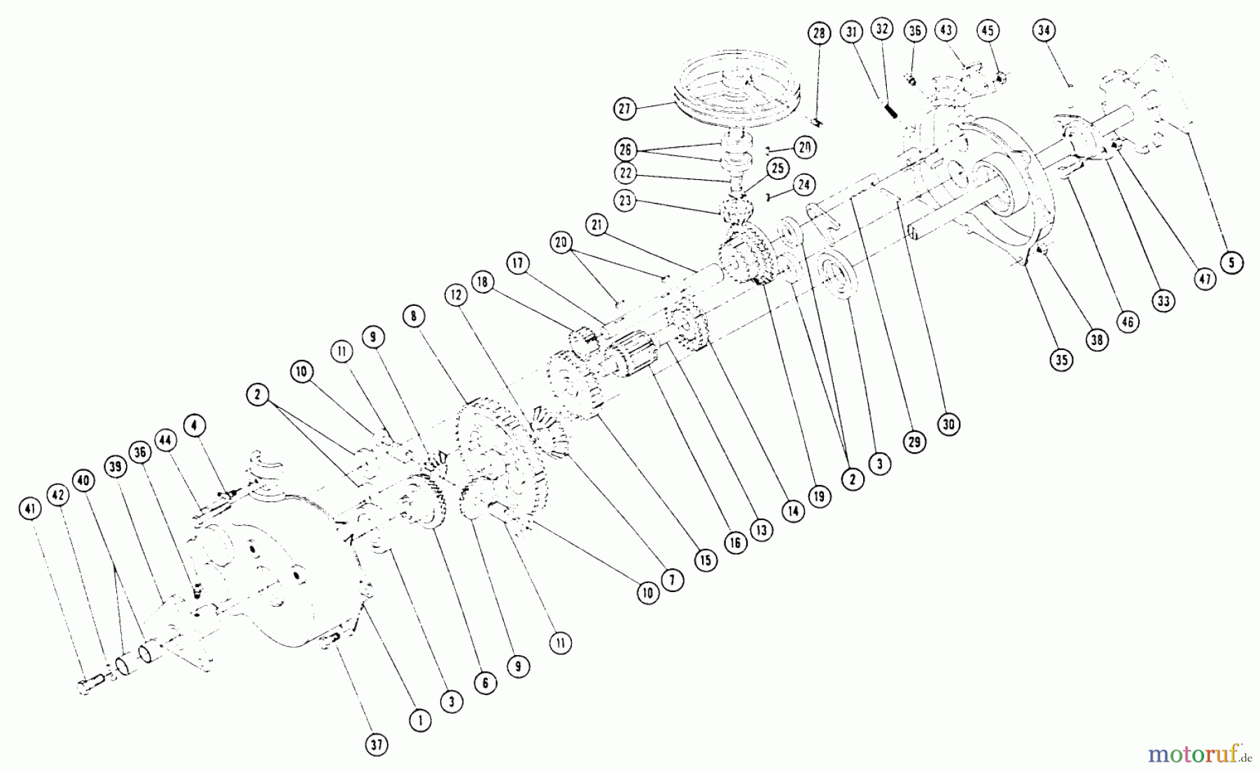 Toro Neu Mowers, Rear-Engine Rider RR-65 - Toro Rear Engine Rider, 1965 LAWN SKIFF TRANSMISSION #5050 PARTS LIST