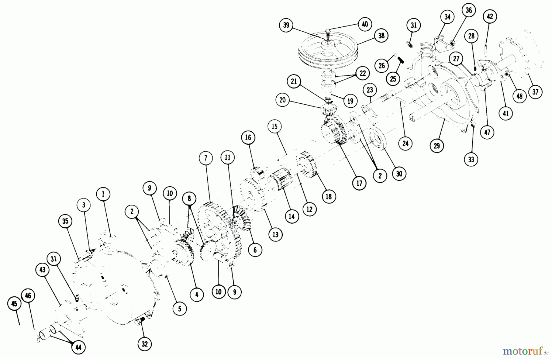 Toro Neu Mowers, Rear-Engine Rider RE-67 - Toro Rear Engine Rider, 1967 LAWN SKIFF TRANSMISSION 5056 PARTS LIST