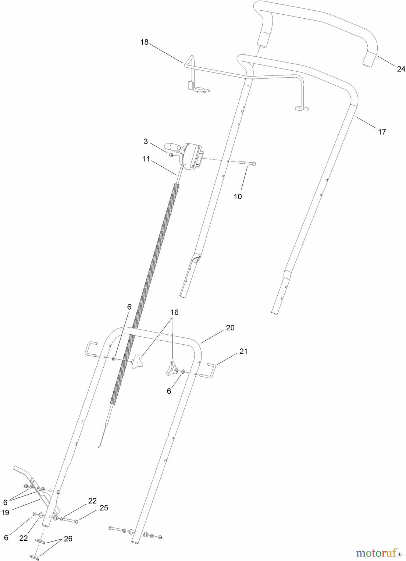 Toro Neu Mowers, Walk-Behind Seite 1 02604 - Toro HoverPro 500 Mower, 2012 (SN 312000001-312999999) HANDLE ASSEMBLY