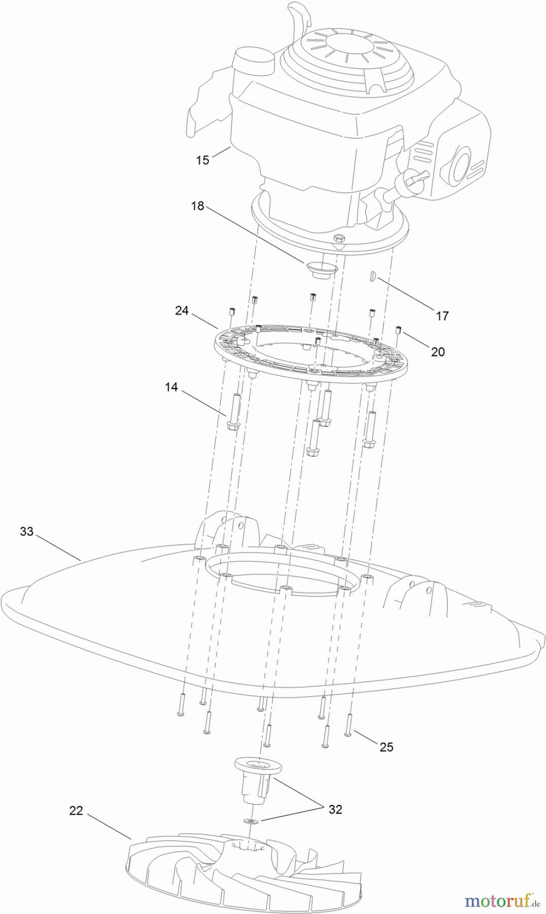 Toro Neu Mowers, Walk-Behind Seite 1 02605 - Toro HoverPro 550 Mower, 2012 (SN 312000001-312999999) ENGINE AND IMPELLER ASSEMBLY