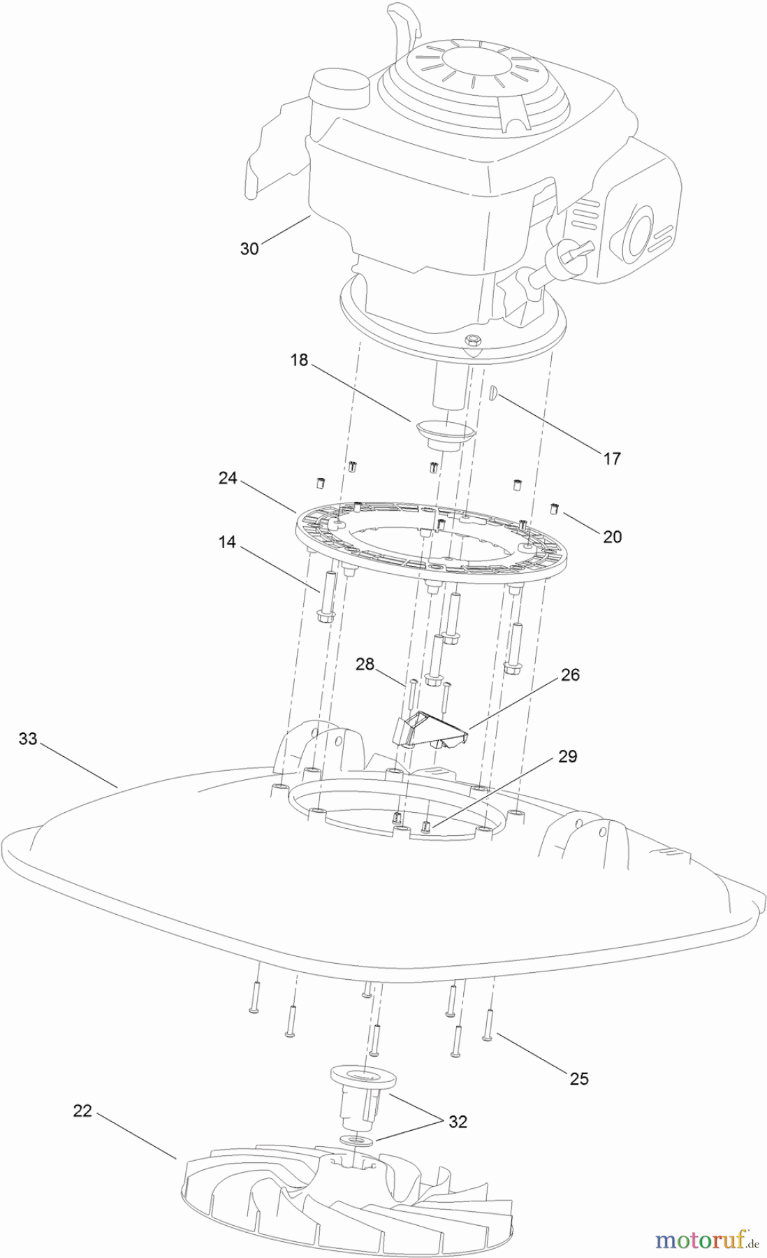 Toro Neu Mowers, Walk-Behind Seite 1 02606 - Toro HoverPro 550 Mower, 2012 (SN 312000001-312999999) ENGINE, DECK AND IMPELLER ASSEMBLY