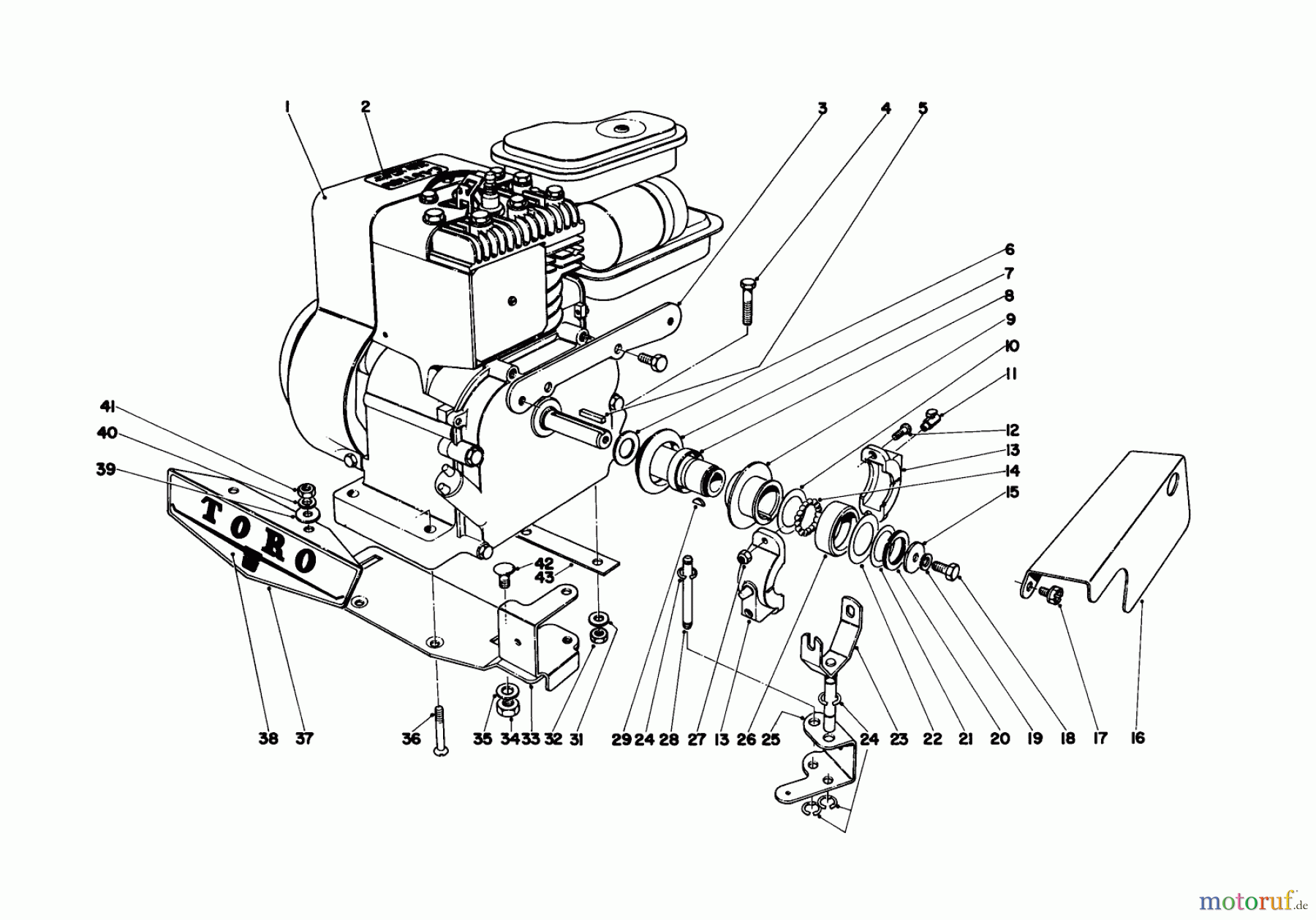 Toro Neu Mowers, Walk-Behind Seite 1 10323 - Toro Sportlawn Lawnmower, 1971 (1000001-1999999) ENGINE ASSEMBLY