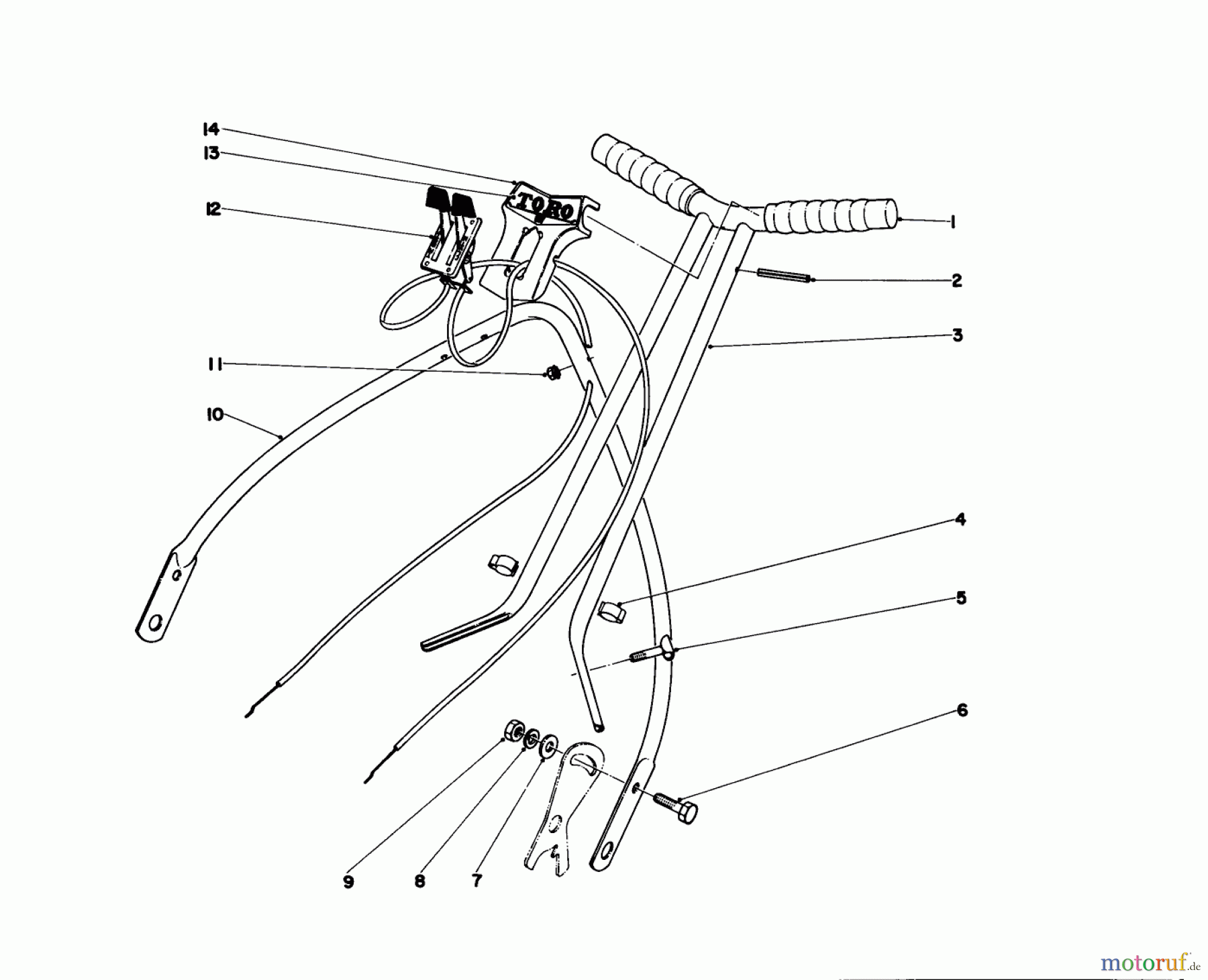 Toro Neu Mowers, Walk-Behind Seite 1 10323 - Toro Sportlawn Lawnmower, 1969 (9000001-9999999) HANDLE ASSEMBLY