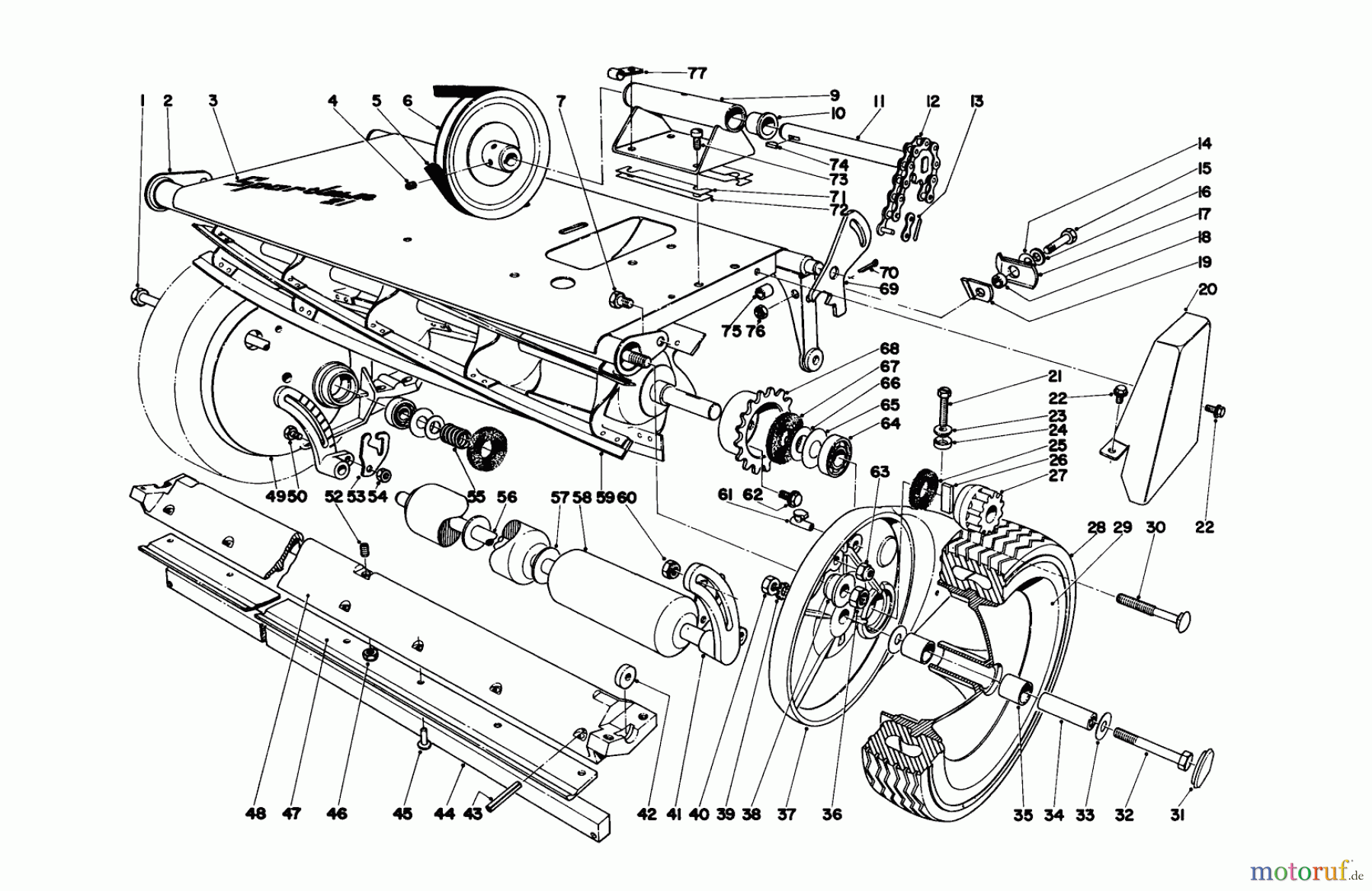 Toro Neu Mowers, Walk-Behind Seite 1 10313 - Toro Sportlawn Lawnmower, 1972 (2000001-2999999) MAIN FRAME ASSEMBLY