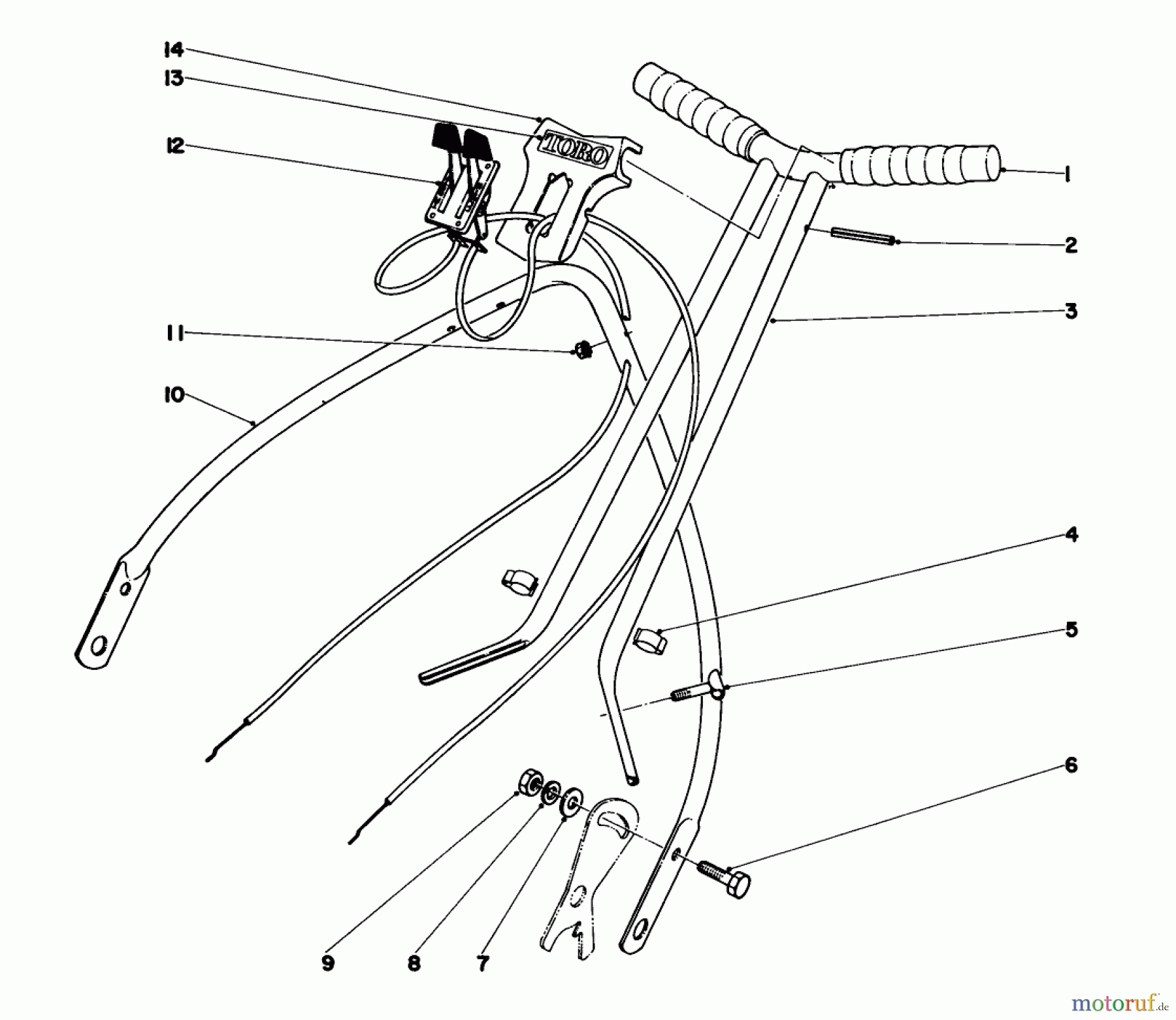 Toro Neu Mowers, Walk-Behind Seite 1 10221 - Toro Sportlawn Lawnmower, 1973 (3000001-3999999) HANDLE ASSEMBLY