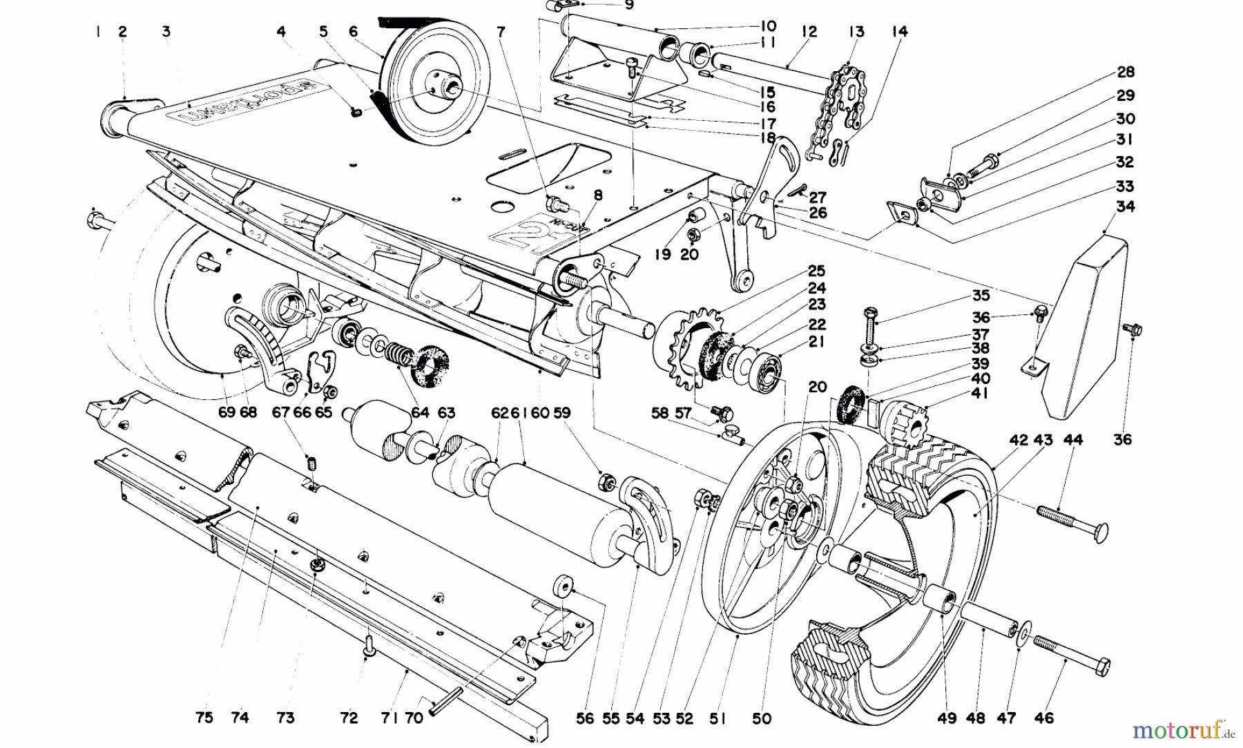 Toro Neu Mowers, Walk-Behind Seite 1 10221 - Toro Sportlawn Lawnmower, 1973 (3000001-3999999) MAIN FRAME ASSEMBLY