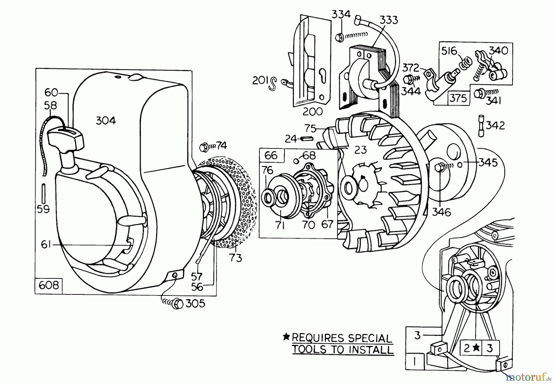 Toro Neu Mowers, Walk-Behind Seite 1 10221 - Toro Sportlawn Lawnmower, 1973 (3000001-3999999) REWIND STARTER ASSEMBLY