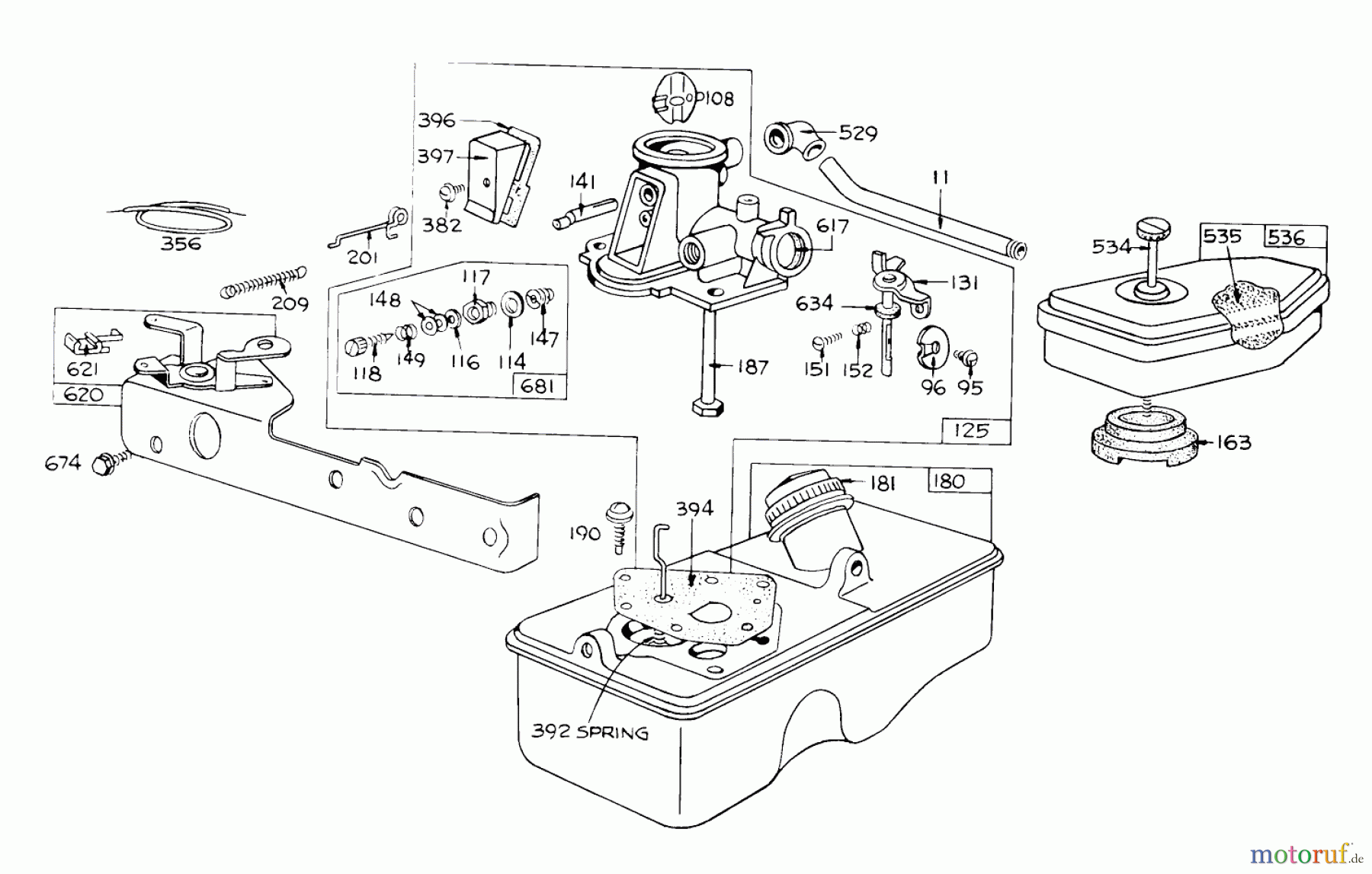 Toro Neu Mowers, Walk-Behind Seite 1 16222 - Toro Lawnmower, 1971 (1000001-1999999) MODEL NO. 390064 BRIGGS & STRATTON CARBURETOR ASSY. FOR 19