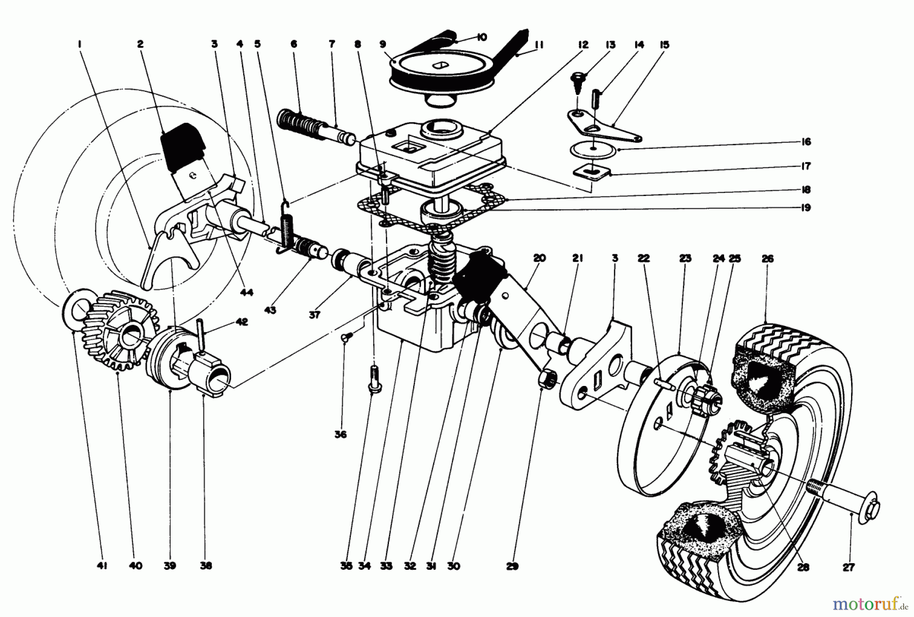Toro Neu Mowers, Walk-Behind Seite 1 16113 - Toro Whirlwind II Lawnmower, 1978 (8000001-8999999) GEAR BOX ASSEMBLY MODEL 16277