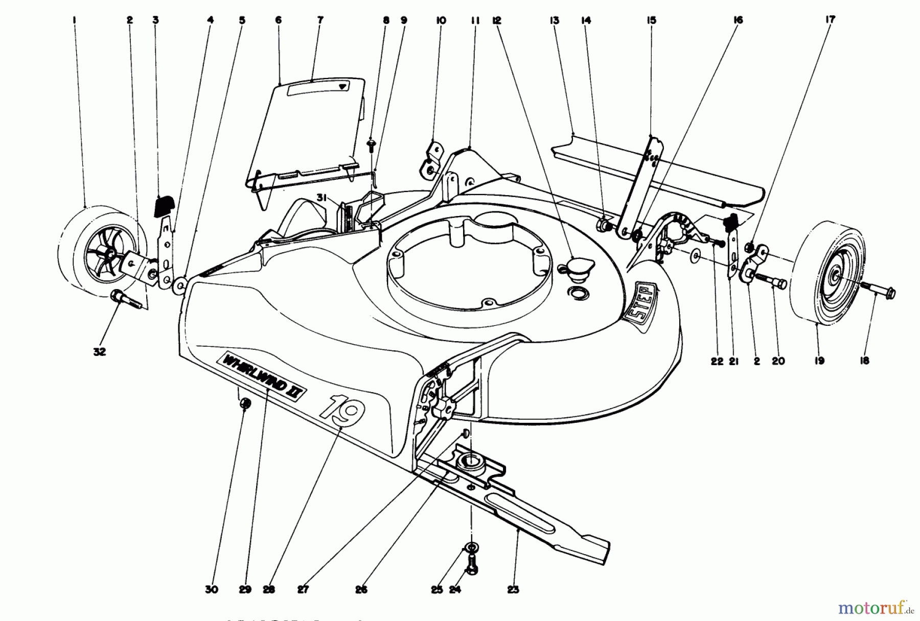 Toro Neu Mowers, Walk-Behind Seite 1 16113 - Toro Whirlwind II Lawnmower, 1978 (8000001-8999999) HOUSING ASSEMBLY MODEL 16009 & 16113