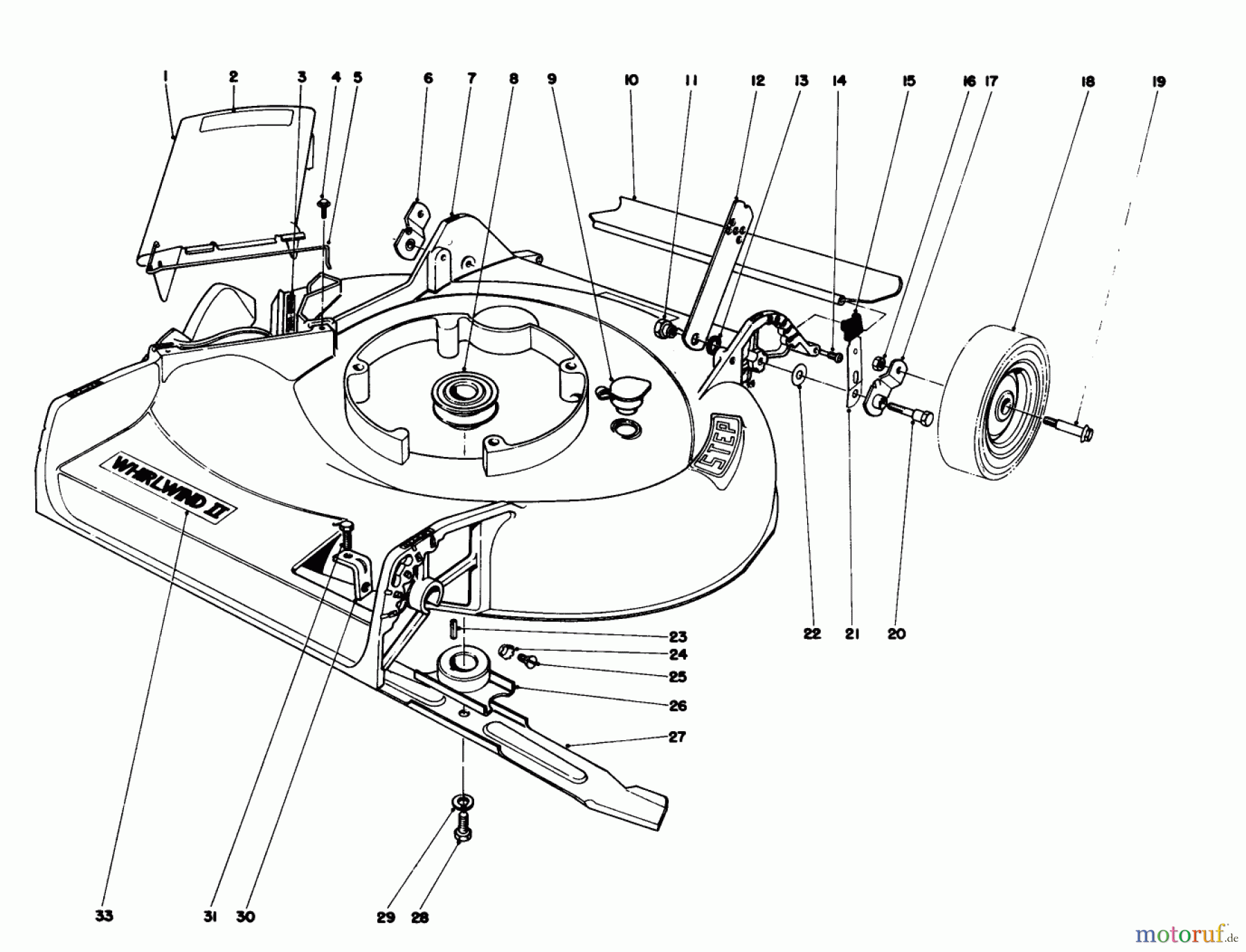 Toro Neu Mowers, Walk-Behind Seite 1 16113 - Toro Whirlwind II Lawnmower, 1978 (8000001-8999999) HOUSING ASSEMBLY MODEL 16277