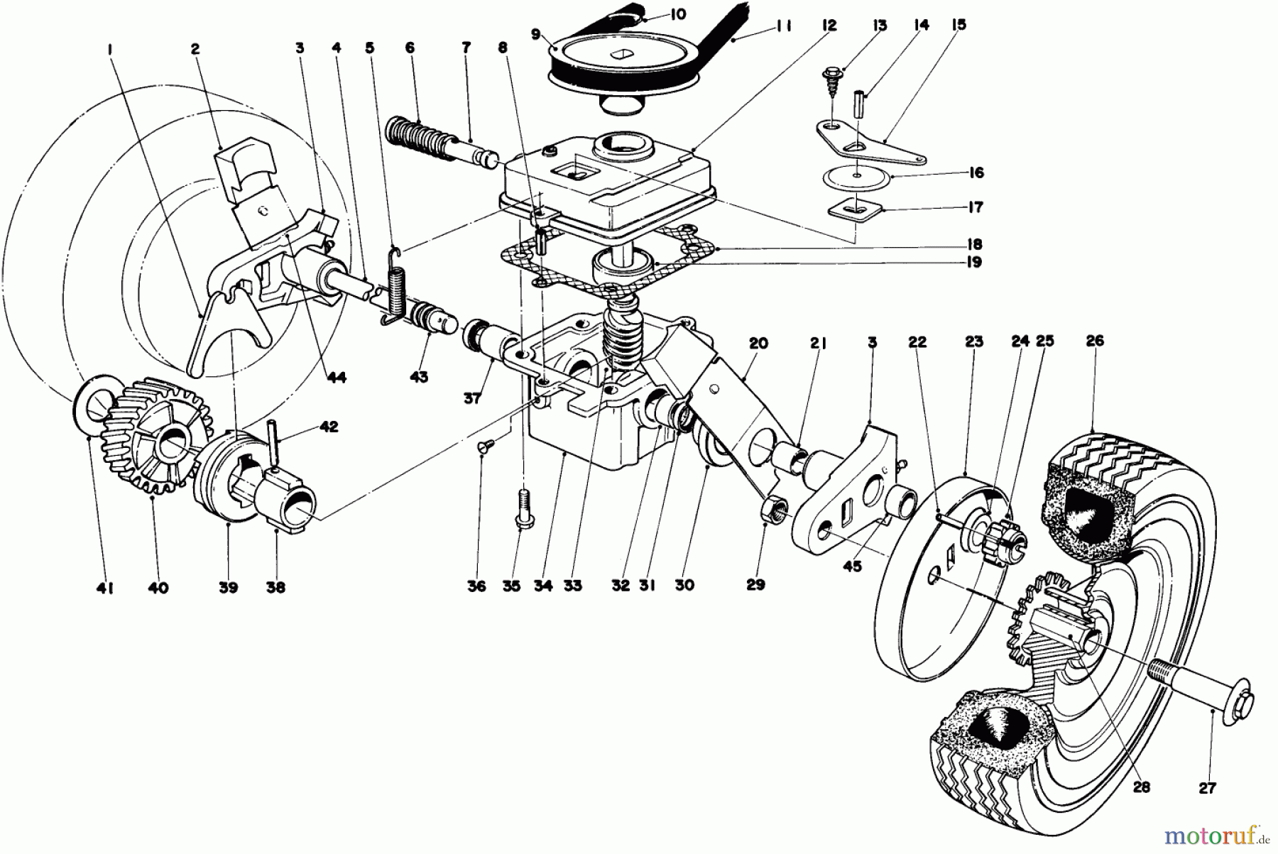 Toro Neu Mowers, Walk-Behind Seite 1 16277 - Toro Whirlwind Lawnmower, 1979 (9000001-9999999) GEAR BOX ASSEMBLY MODEL 16277