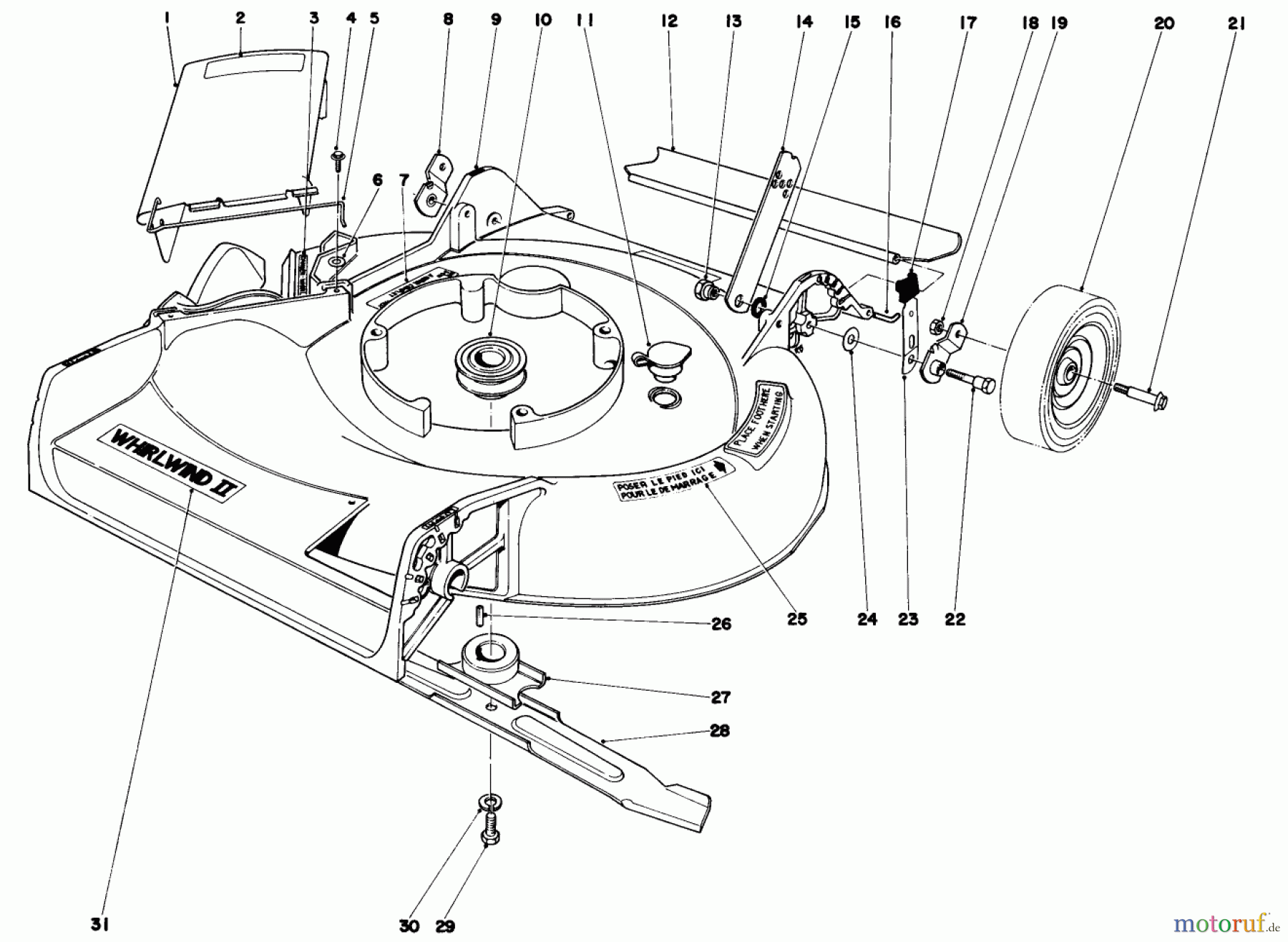 Toro Neu Mowers, Walk-Behind Seite 1 16277 - Toro Whirlwind Lawnmower, 1979 (9000001-9999999) HOUSING ASSEMBLY MODEL 16277