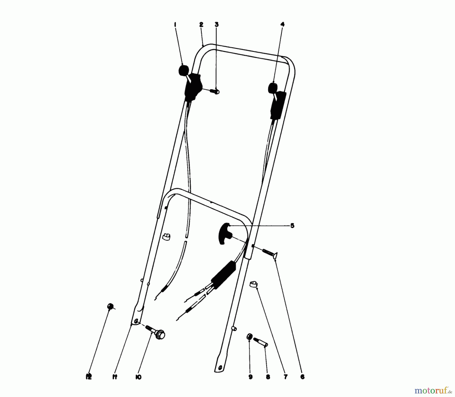 Toro Neu Mowers, Walk-Behind Seite 1 16287 - Toro Whirlwind II Lawnmower, 1977 (7000001-7999999) HANDLE ASSEMBLY MODELS 16067, 16155, 16287