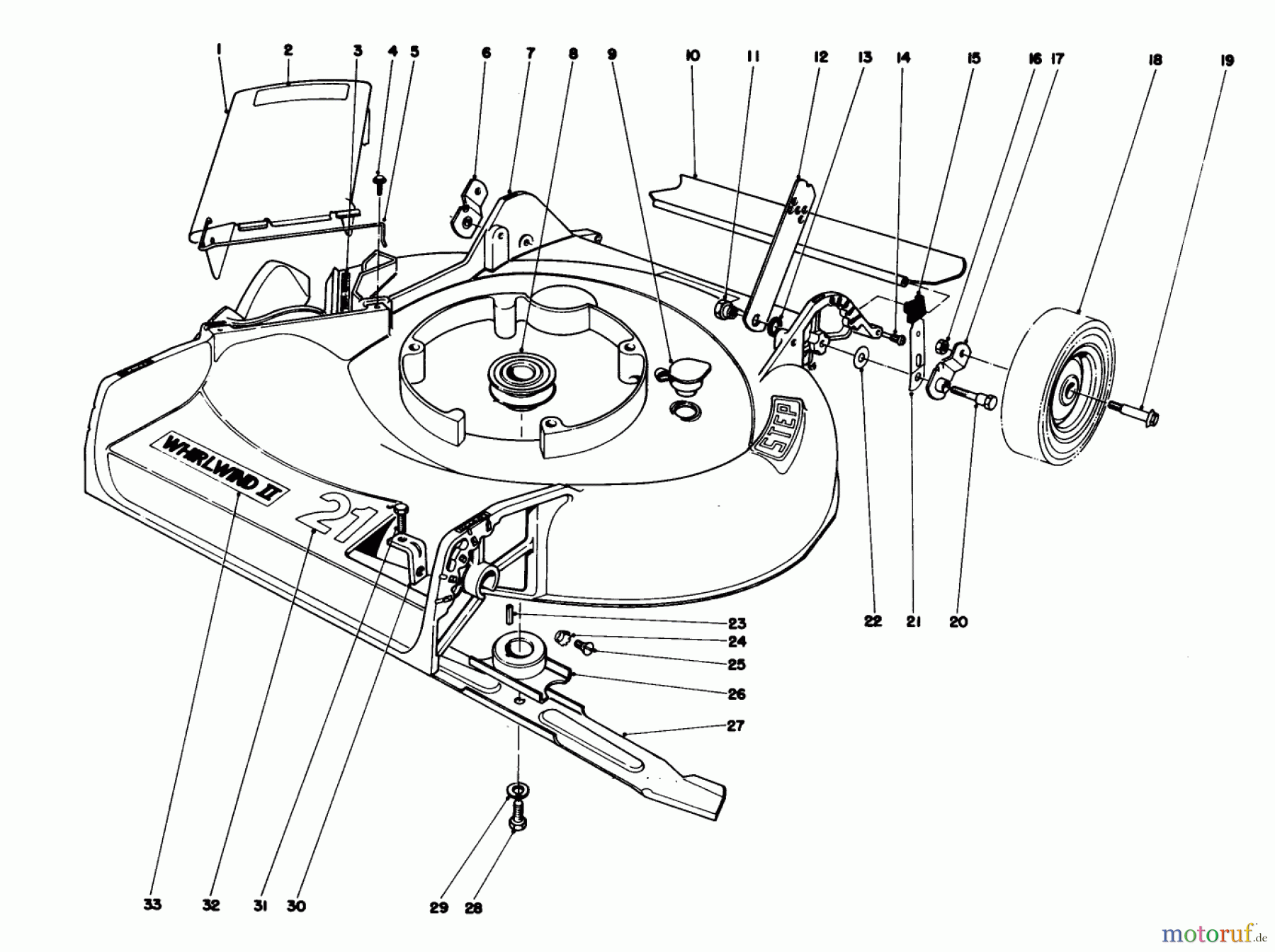 Toro Neu Mowers, Walk-Behind Seite 1 16287 - Toro Whirlwind II Lawnmower, 1977 (7000001-7999999) HOUSING ASSEMBLY MODEL 16287