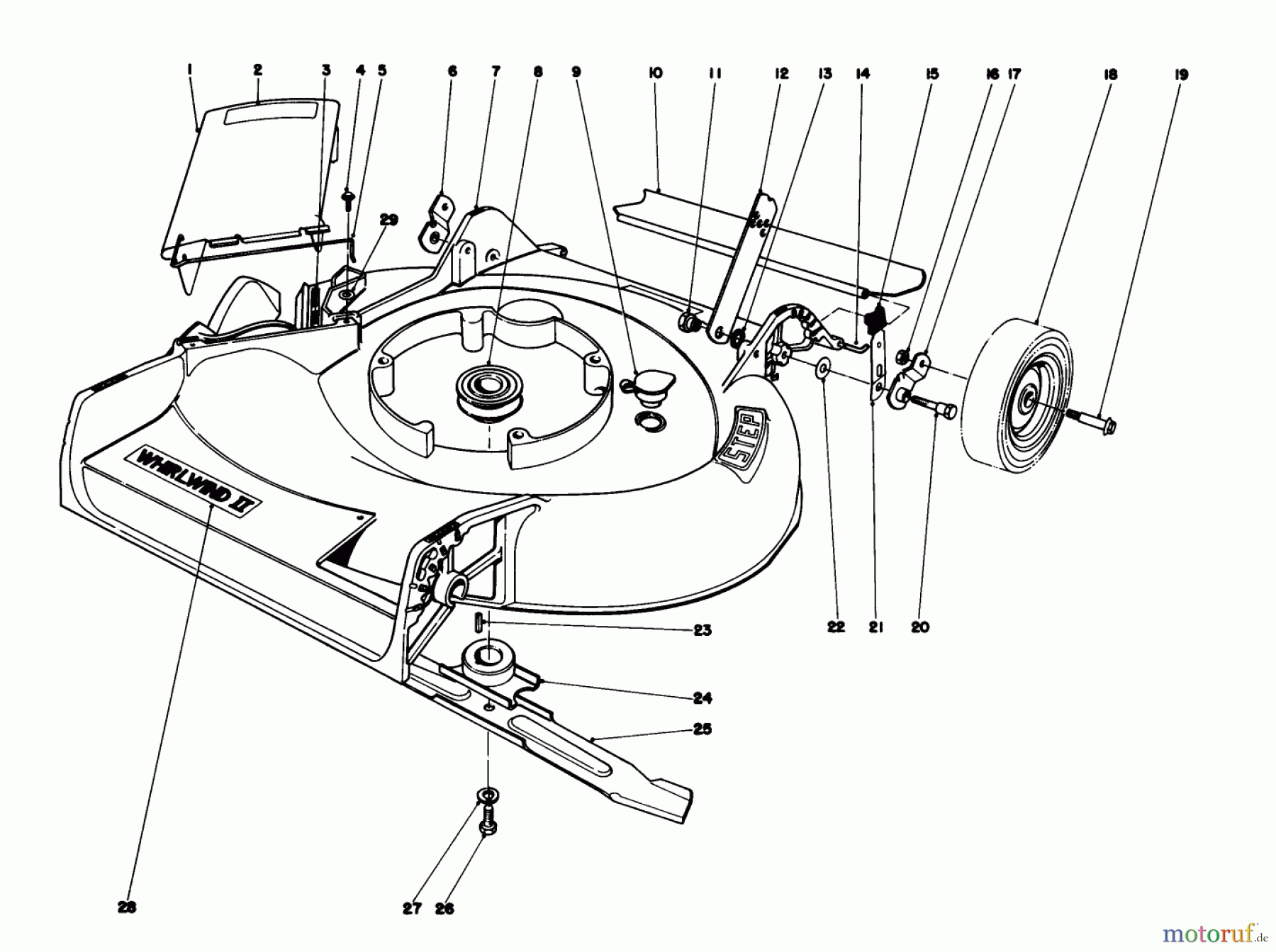 Toro Neu Mowers, Walk-Behind Seite 1 16155 - Toro Whirlwind II Lawnmower, 1978 (8000001-8999999) HOUSING ASSEMBLY MODEL 16287