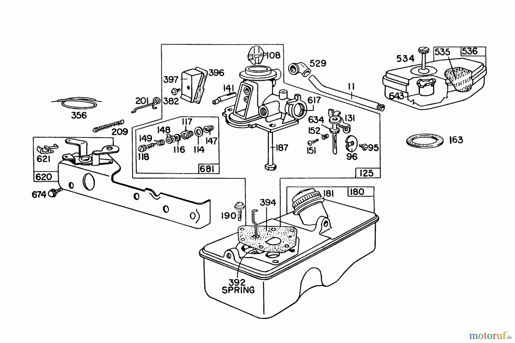 Toro Neu Mowers, Walk-Behind Seite 1 16287 - Toro Whirlwind II Lawnmower, 1979 (9000001-9999999) BRIGGS & STRATTON CARBURETOR ASSEMBLY MODEL 92508-1000-01 FOR 19