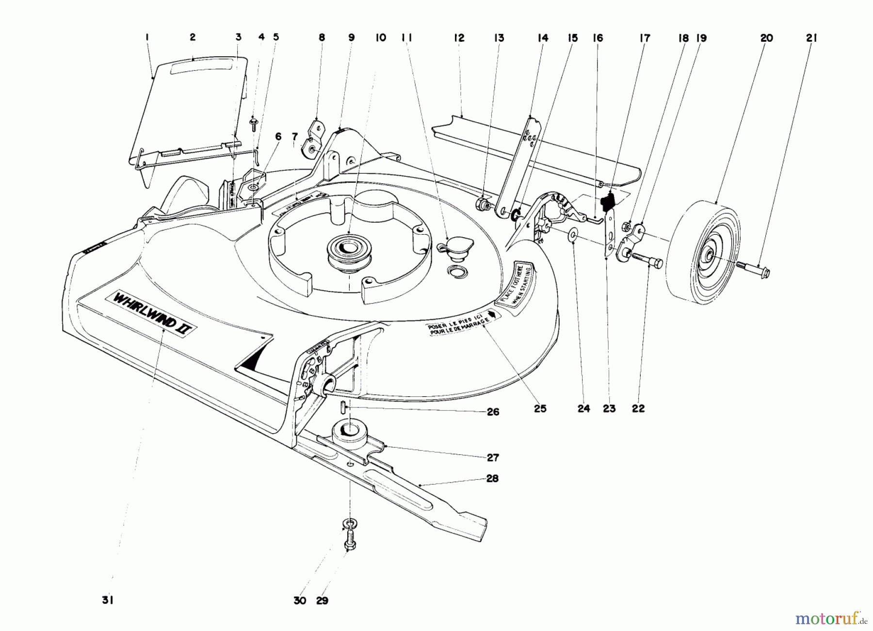 Toro Neu Mowers, Walk-Behind Seite 1 16155 - Toro Whirlwind II Lawnmower, 1979 (9000001-9999999) HOUSING ASSEMBLY MODEL 16287