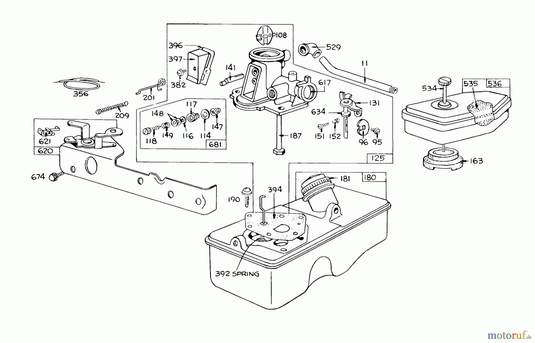 Toro Neu Mowers, Walk-Behind Seite 1 16073 - Toro Whirlwind Lawnmower, 1973 (3000001-3999999) BRIGGS & STRATTON CARBURETOR ASSEMBLY MODEL 390064 FOR 19