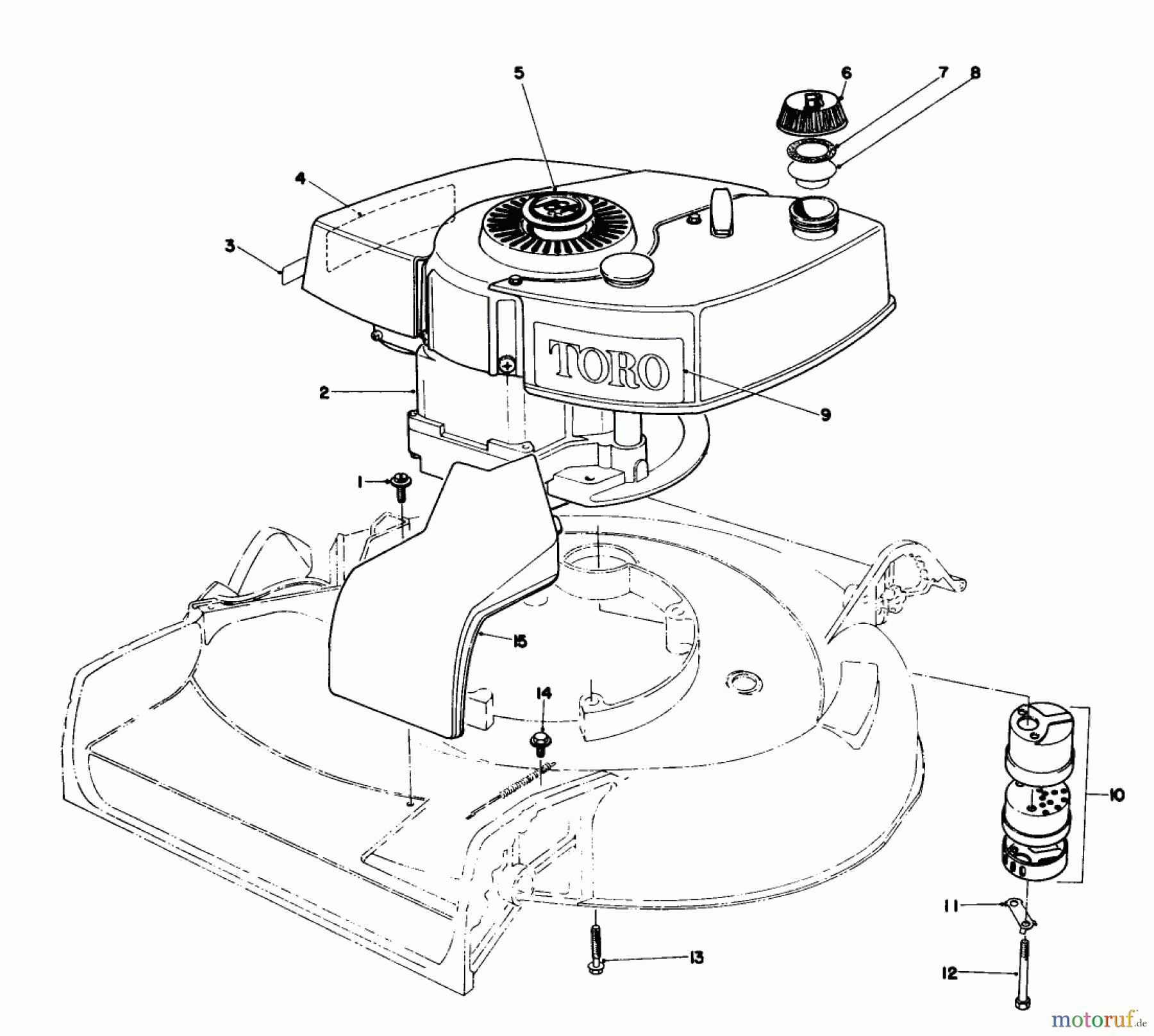 Toro Neu Mowers, Walk-Behind Seite 1 16077 - Toro Lawnmower, 1980 (0000001-0999999) ENGINE ASSEMBLY MODEL 16297