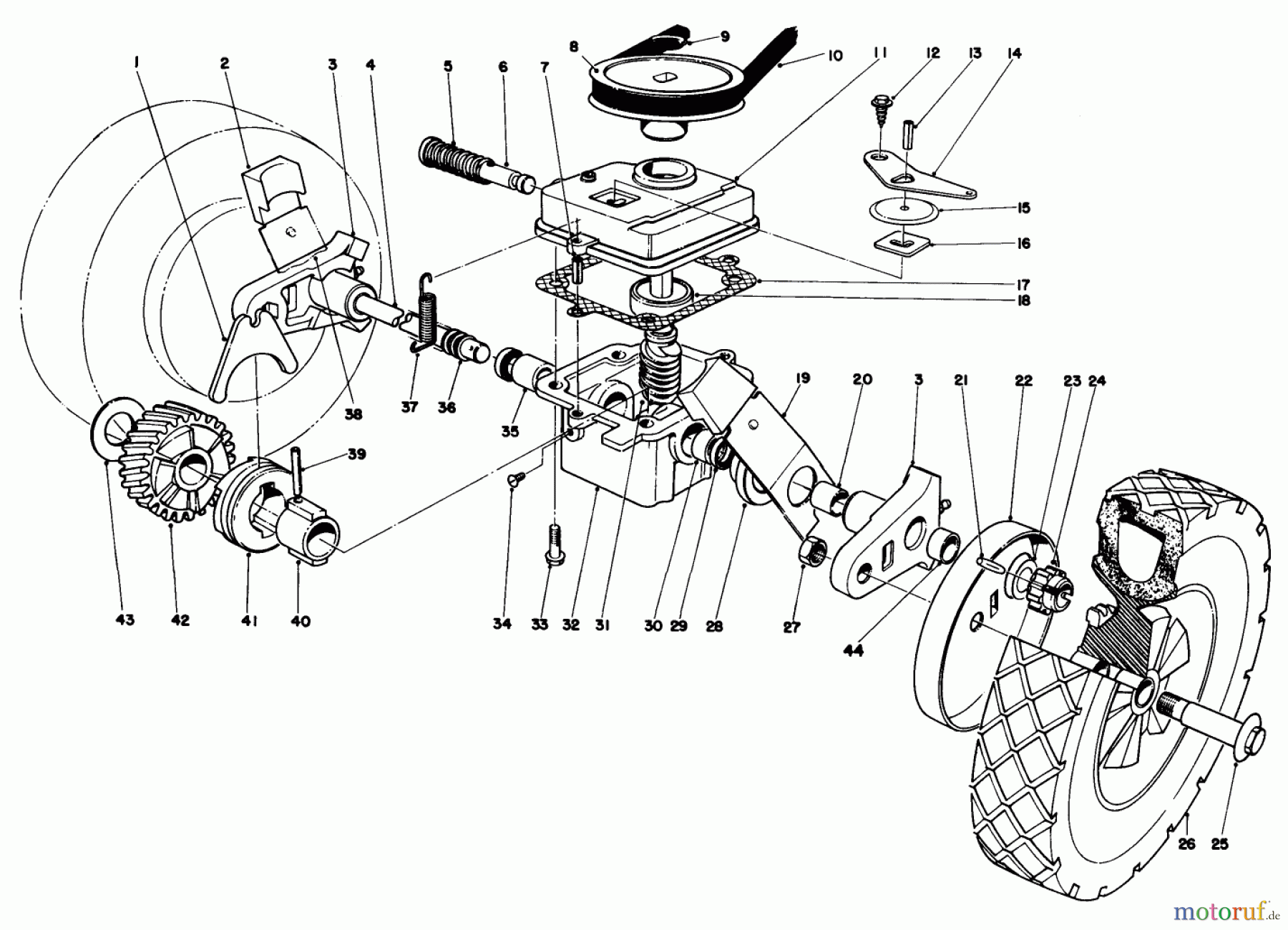Toro Neu Mowers, Walk-Behind Seite 1 16077 - Toro Lawnmower, 1980 (0000001-0999999) GEAR CASE ASSEMBLY MODEL 16297