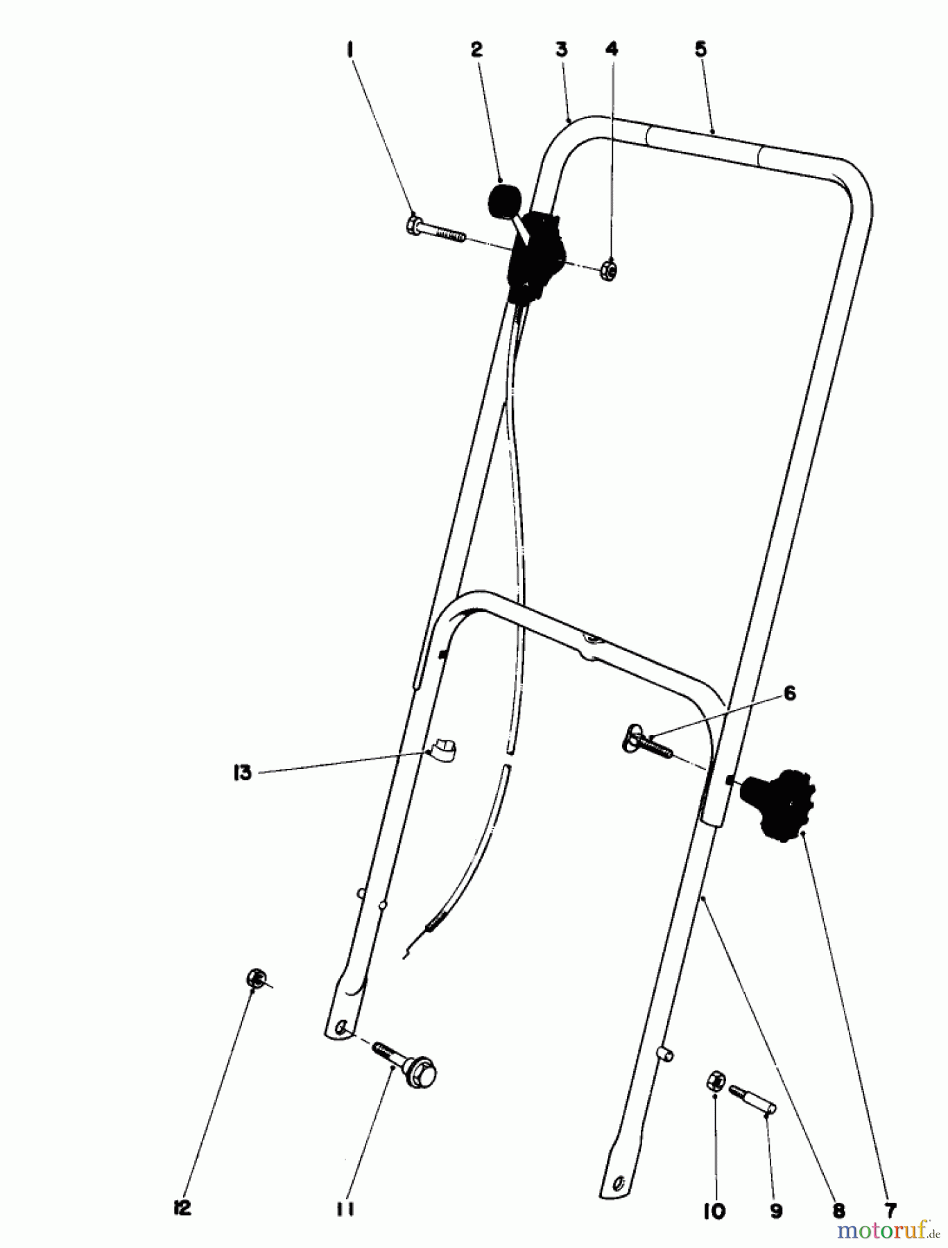 Toro Neu Mowers, Walk-Behind Seite 1 16077 - Toro Lawnmower, 1980 (0000001-0999999) HANDLE ASSEMBLY MODEL 16077 AND 16165