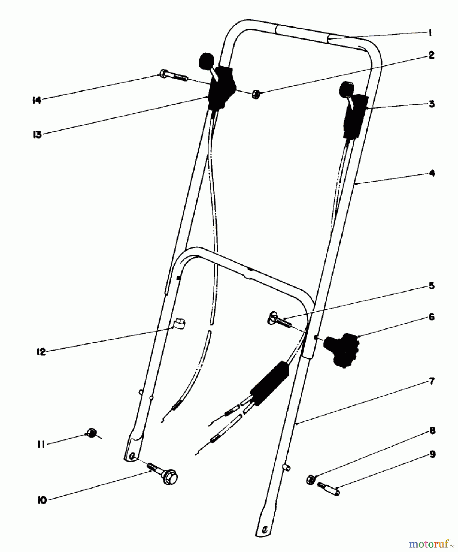 Toro Neu Mowers, Walk-Behind Seite 1 16077 - Toro Lawnmower, 1980 (0000001-0999999) HANDLE ASSEMBLY MODEL 16297
