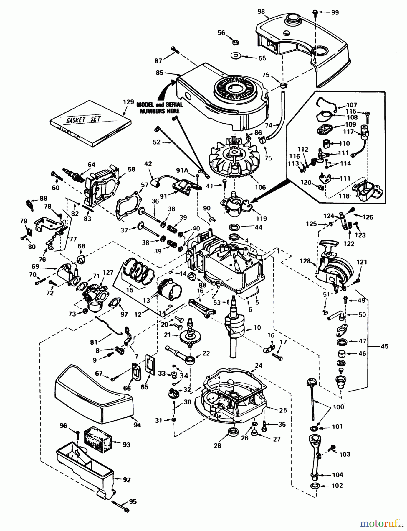Toro Neu Mowers, Walk-Behind Seite 1 16077 - Toro Lawnmower, 1981 (1000001-1999999) ENGINE TECUMSEH MODEL NO. TNT 100-10071D