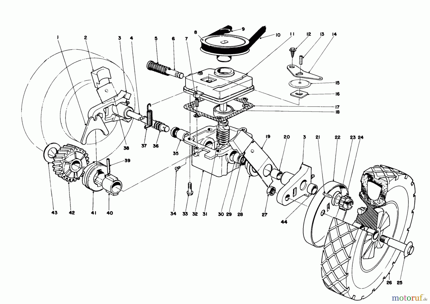 Toro Neu Mowers, Walk-Behind Seite 1 16077 - Toro Lawnmower, 1981 (1000001-1999999) GEAR CASE ASSEMBLY MODEL 16297