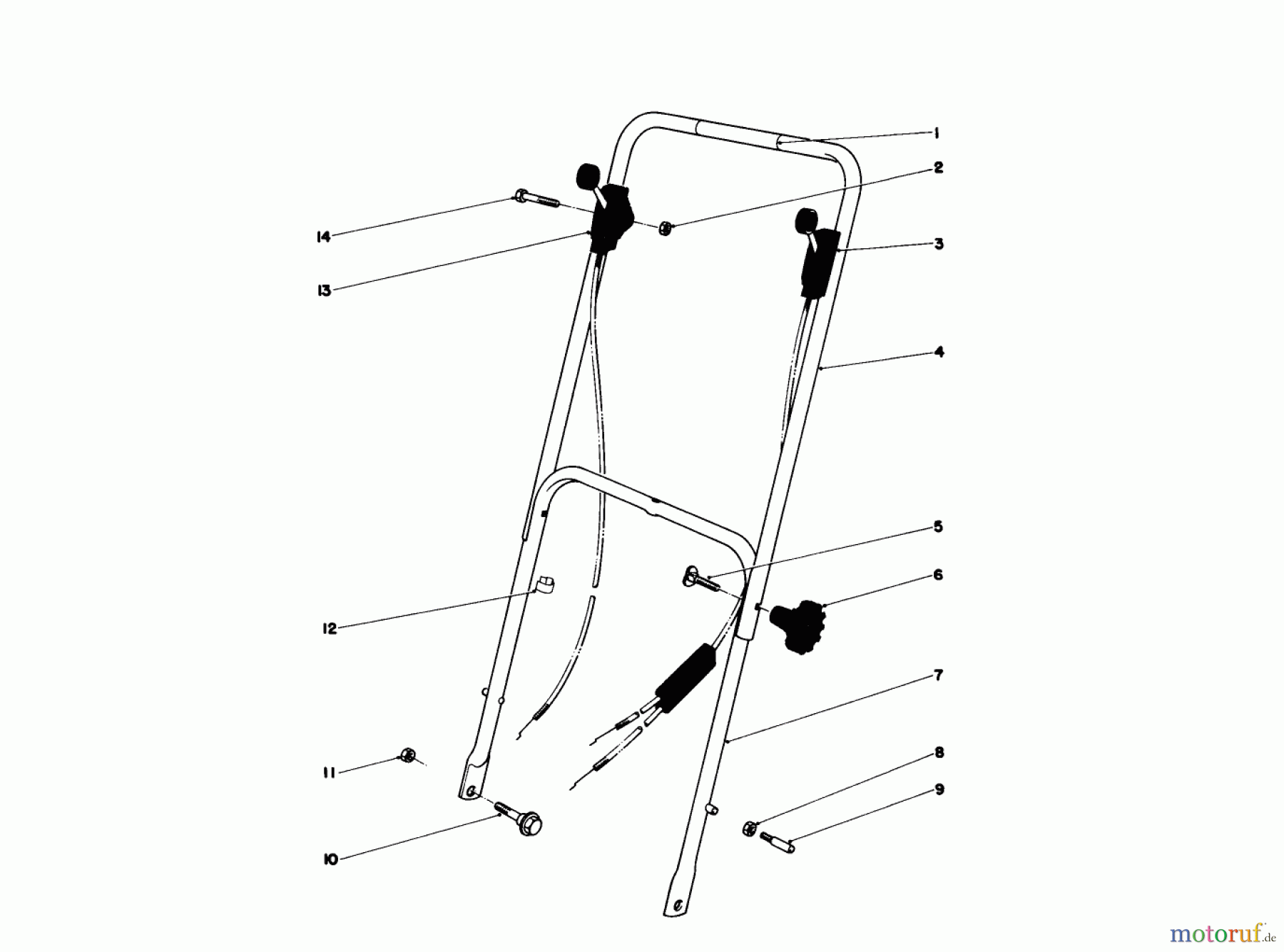 Toro Neu Mowers, Walk-Behind Seite 1 16077 - Toro Lawnmower, 1981 (1000001-1999999) HANDLE ASSEMBLY MODEL 16297